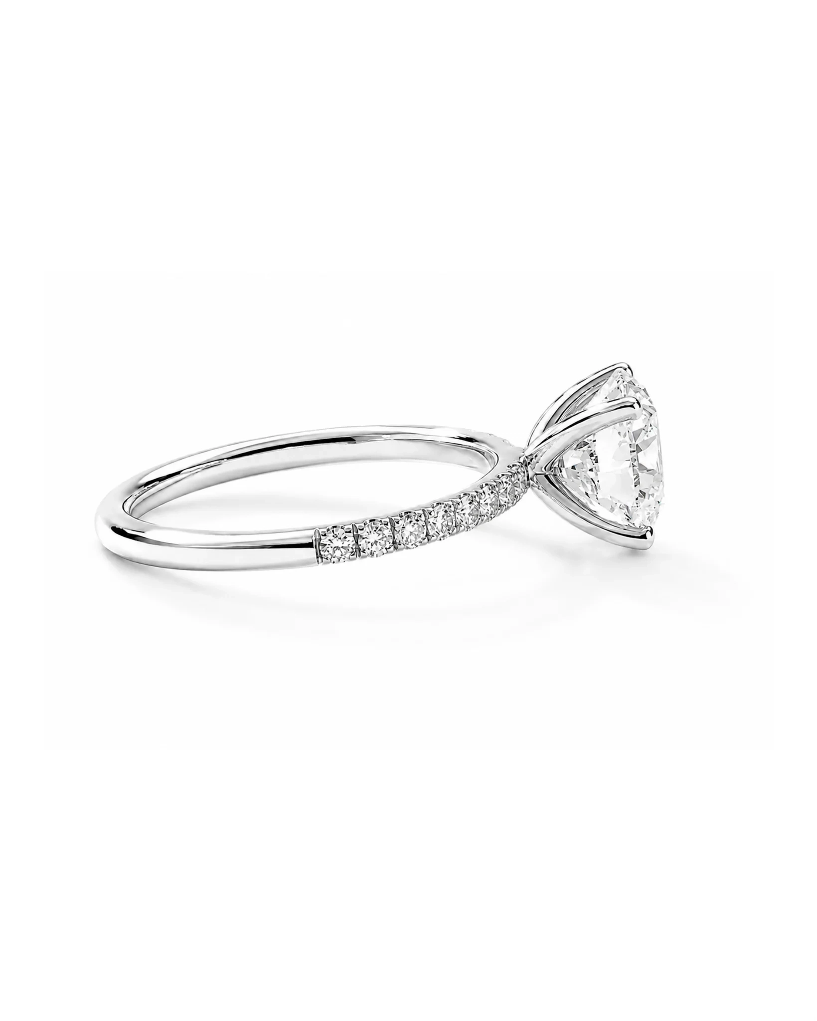 14K Gold Lab Grown Round Diamond Petite Pave Engagement Ring - 2.0 ct thumbnail 2