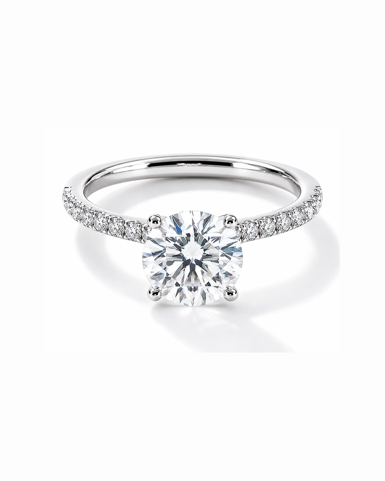 14K Gold Lab Grown Round Diamond Petite Pave Engagement Ring - 2.0 ct product image 1