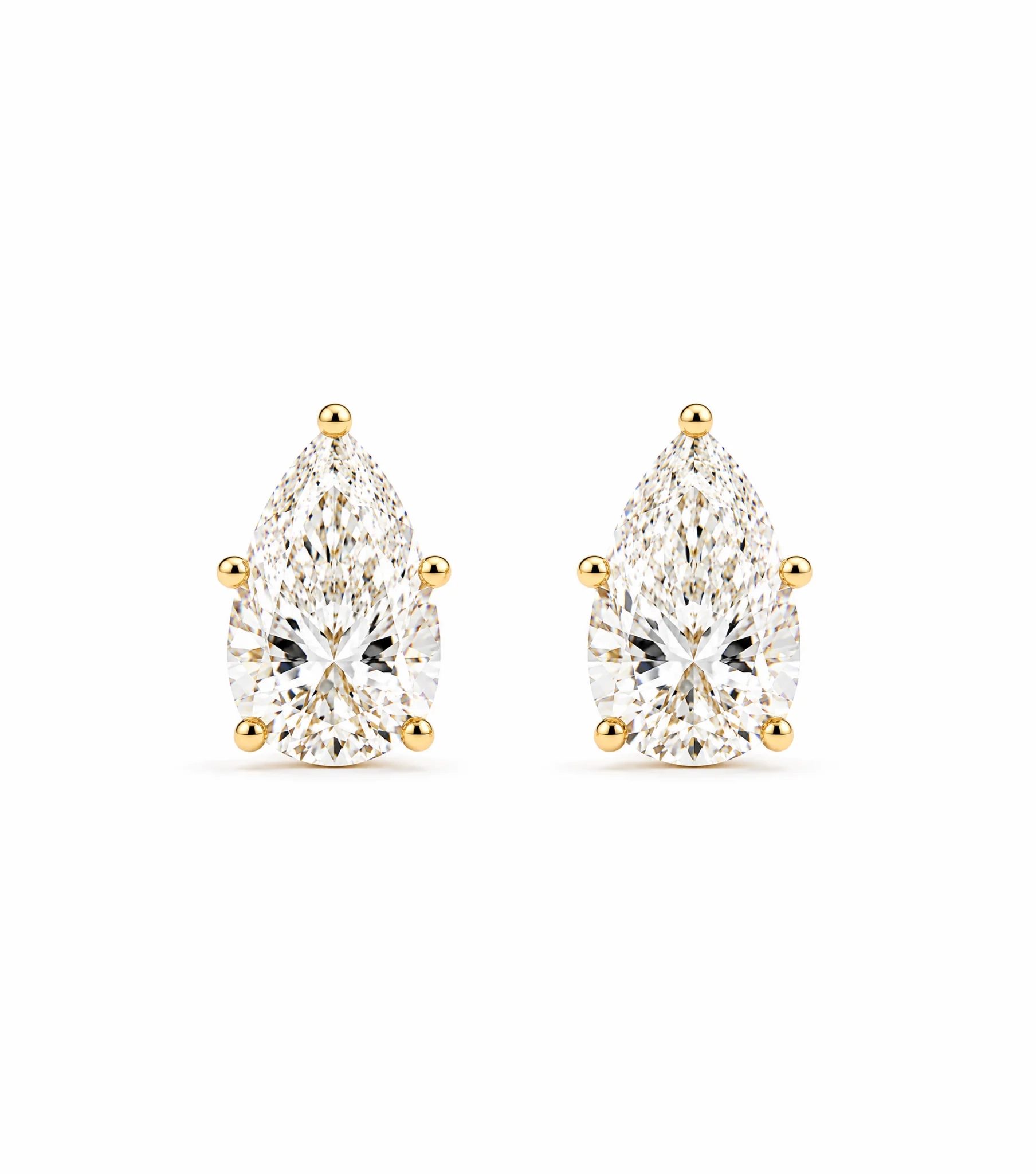 14K Gold Lab Grown Diamond Pear Solitaire Statement bold Studs - 8.0 ct product image 1