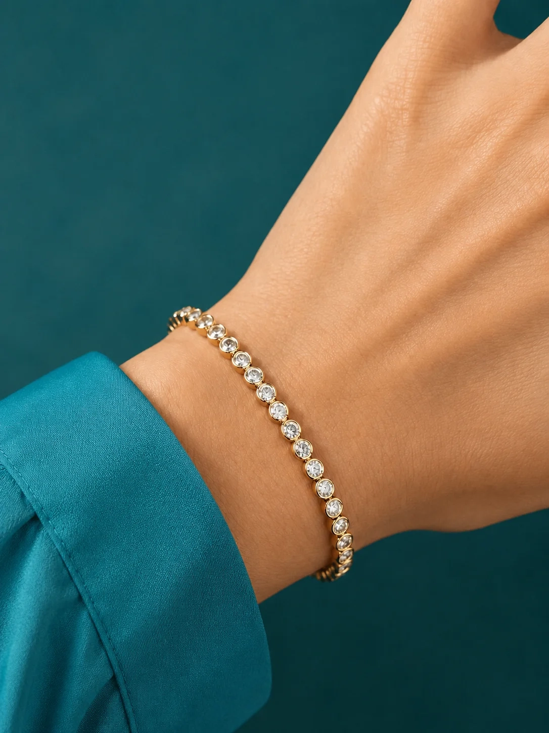 14K Gold Lab Grown Diamond Bezel set Tennis Bracelet-4.00 CT thumbnail 2
