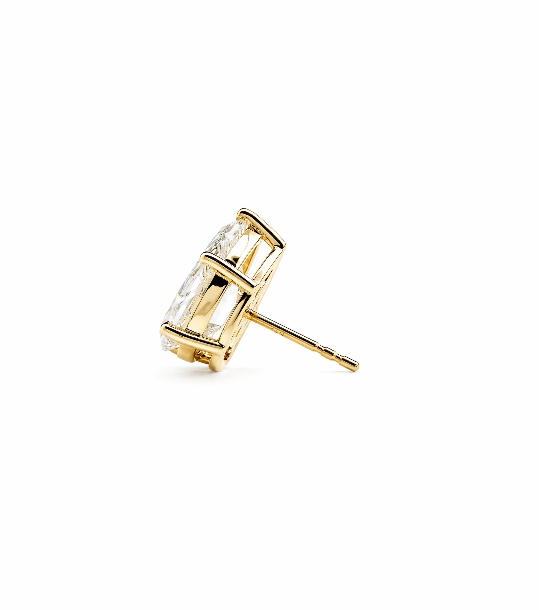 14K Gold Lab Grown Diamond Pear Solitaire Statement bold Studs - 8.0 ct thumbnail 2