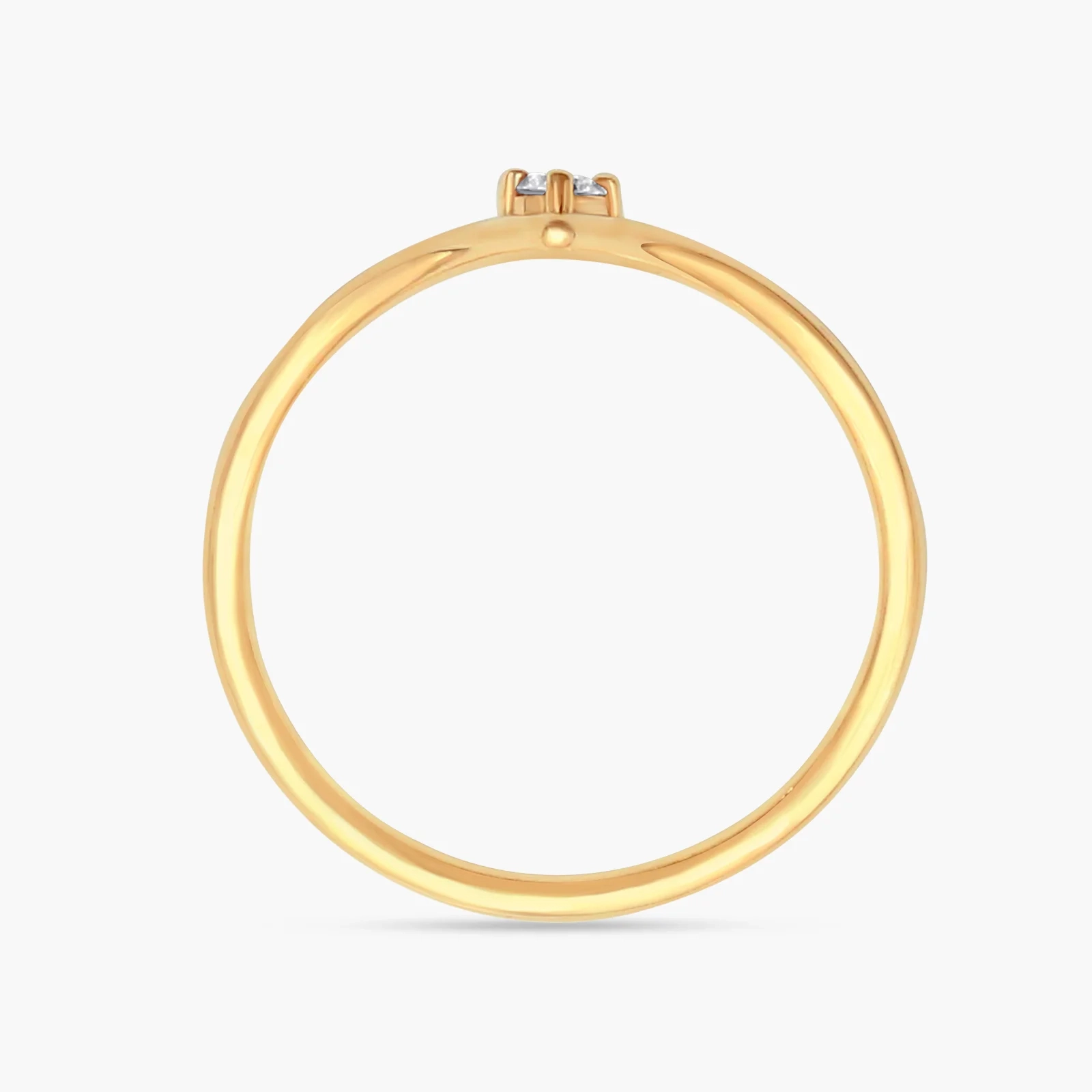 14K Gold Petite Tiny Solitaire Diamond Chevron Ring thumbnail 4