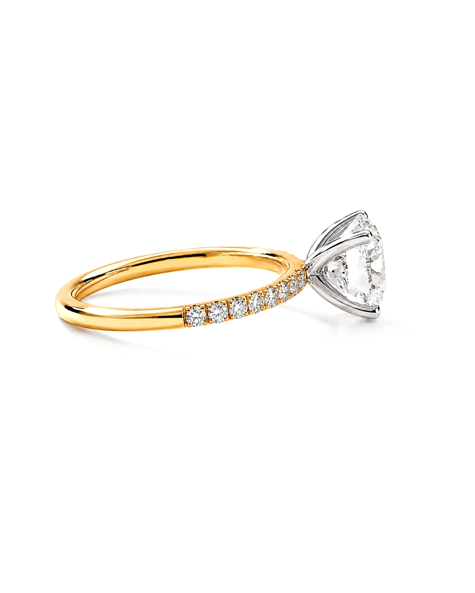 14K Gold Lab Grown Round Diamond Petite Pave Engagement Ring - 1.5 ct thumbnail 2