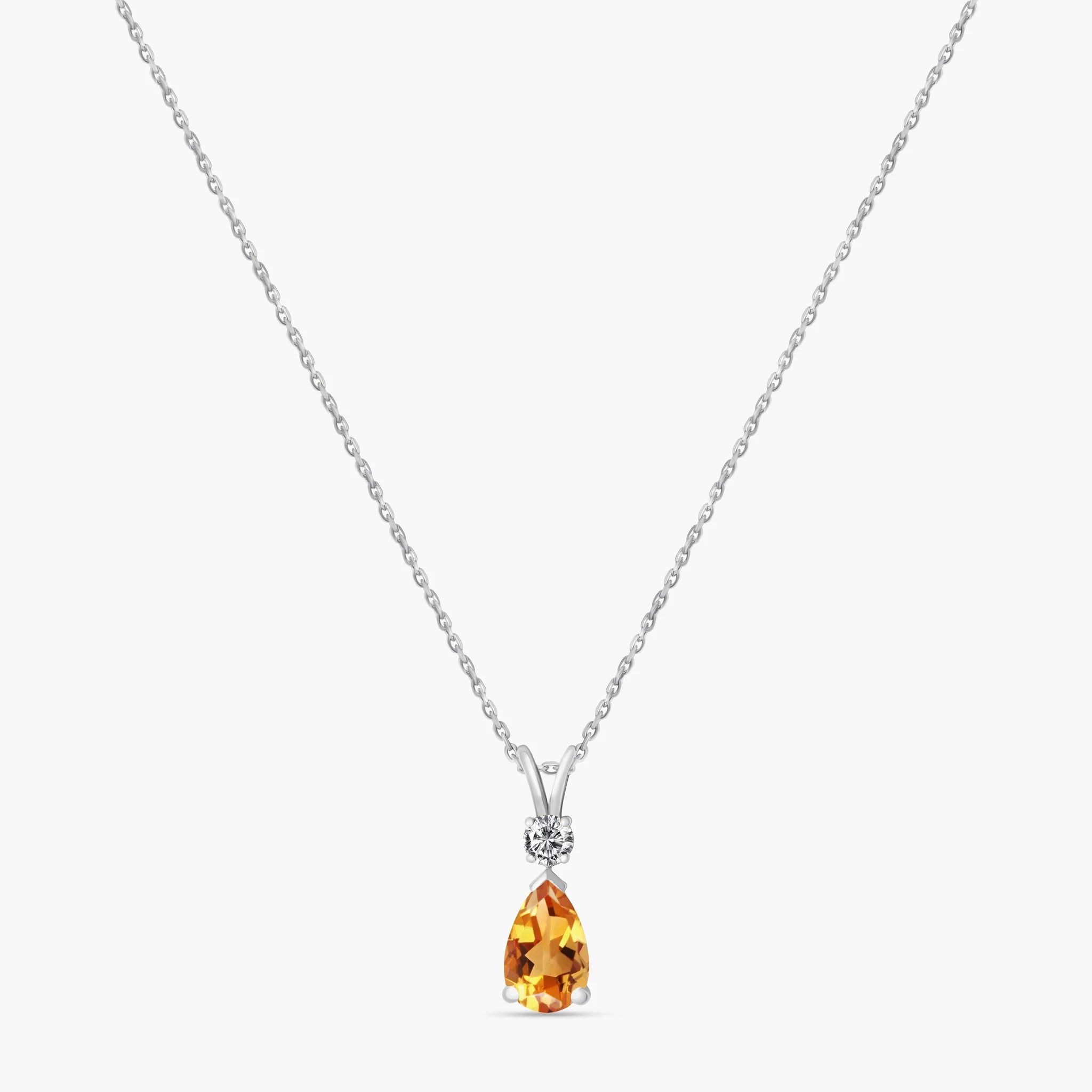 14K Gold Natural Diamond & Semi-Precious Gemstone Drop Necklace - Citrine product image 1