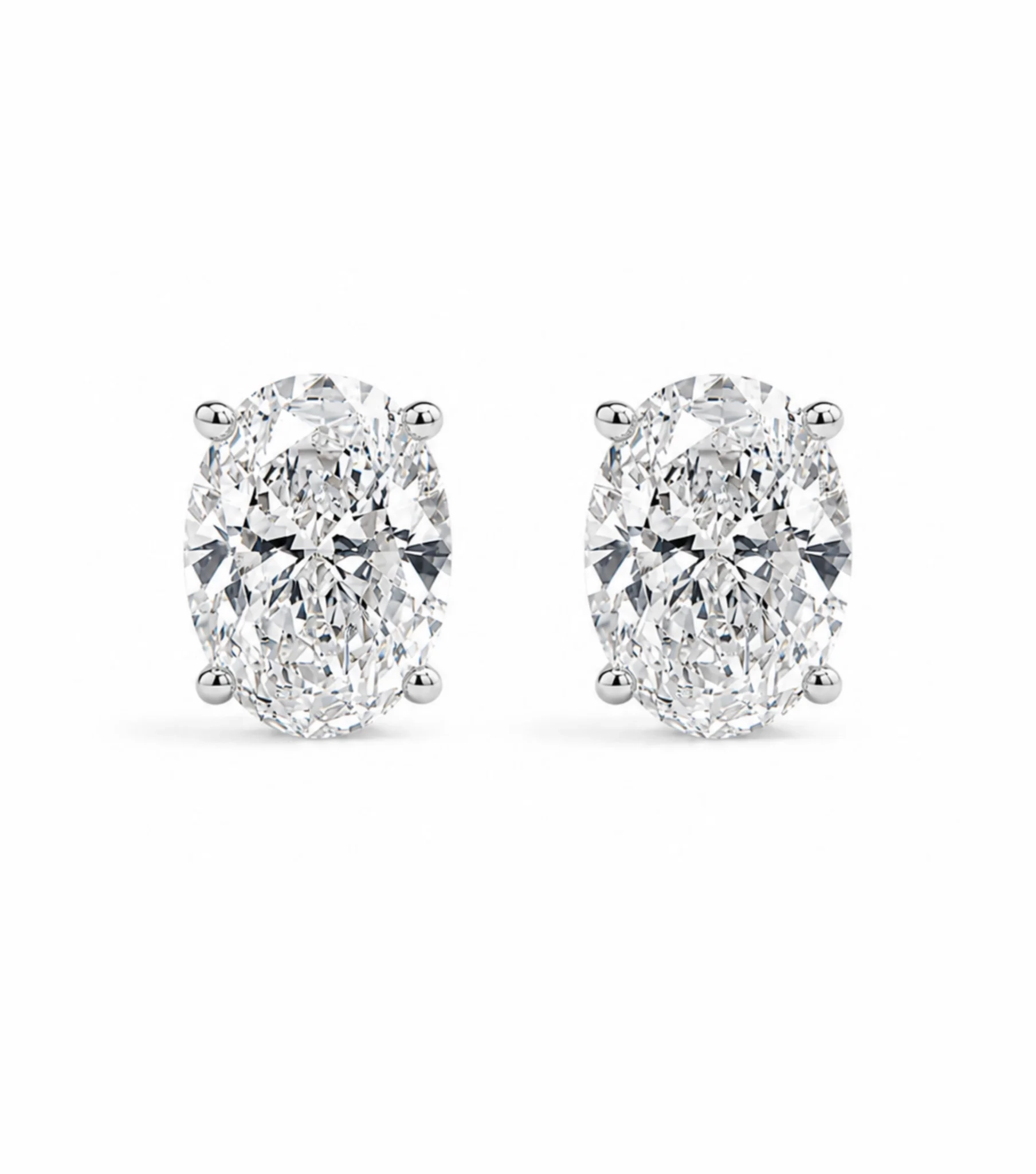 14K Gold Lab Grown Diamond Oval Solitaire Statement bold Studs - 8.0 ct product image 1