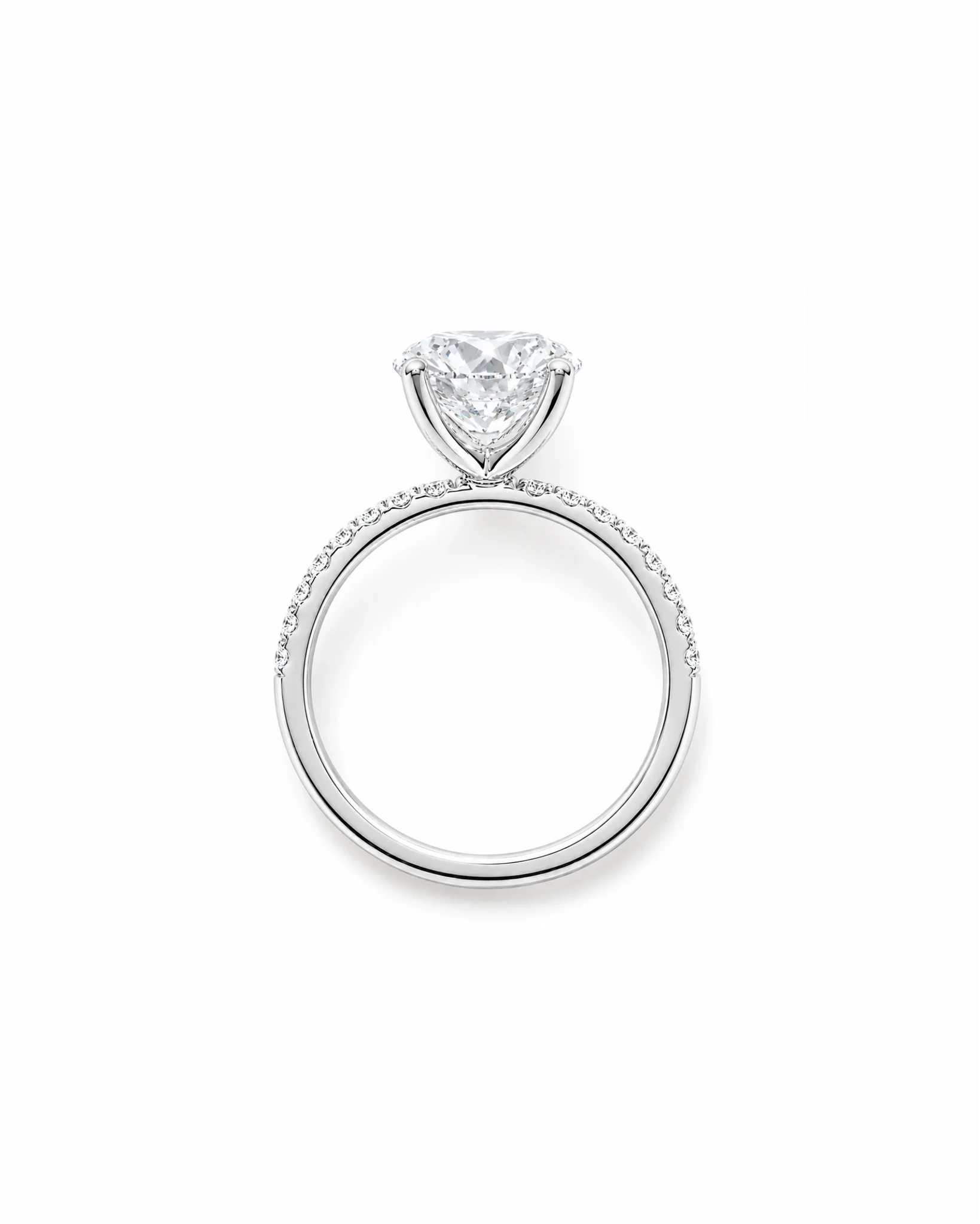 14K Gold Lab Grown Round Diamond Petite Pave Engagement Ring - 2.0 ct thumbnail 3