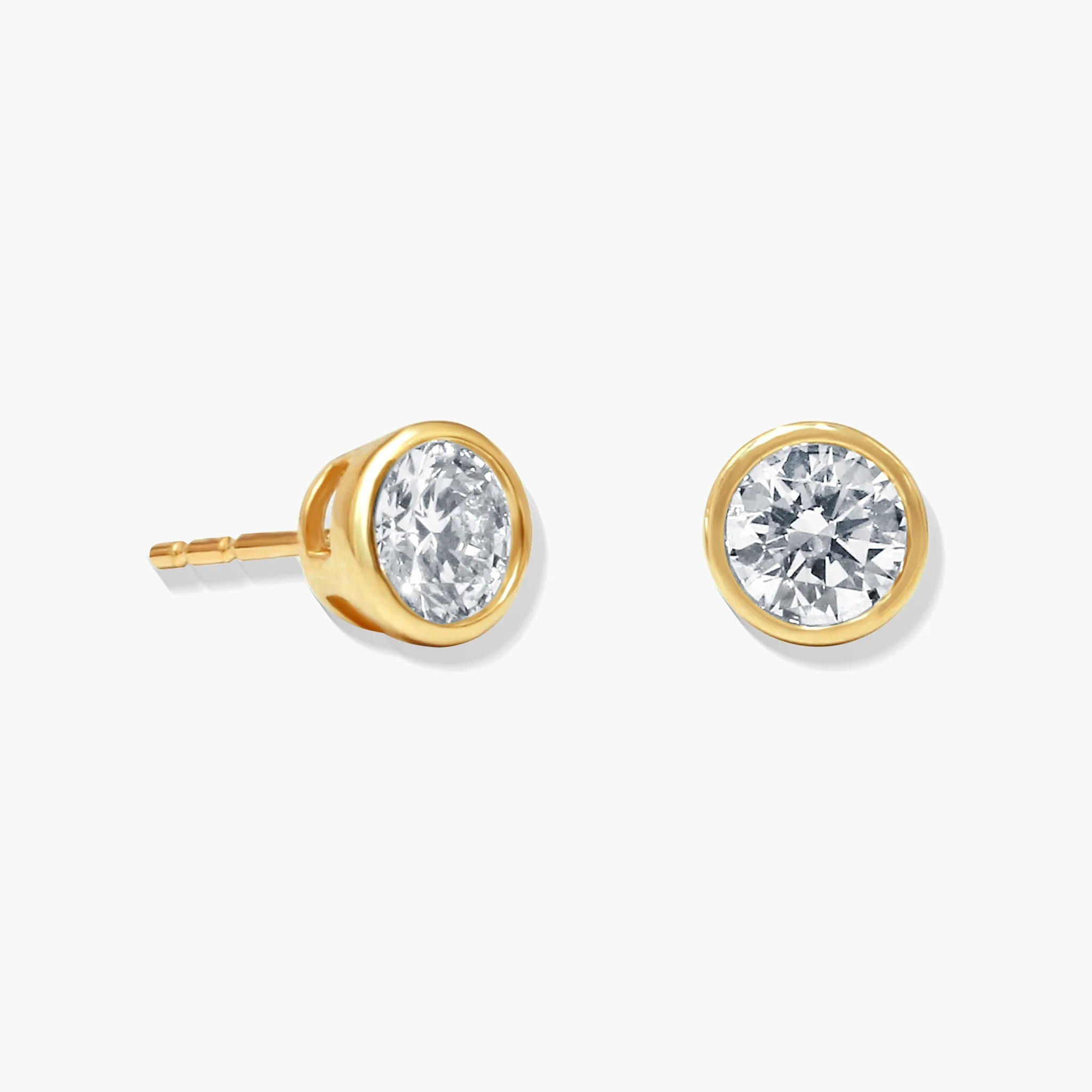14K Gold Lab Grown Diamond Bezel set Studs - 2.0 ct product image 1