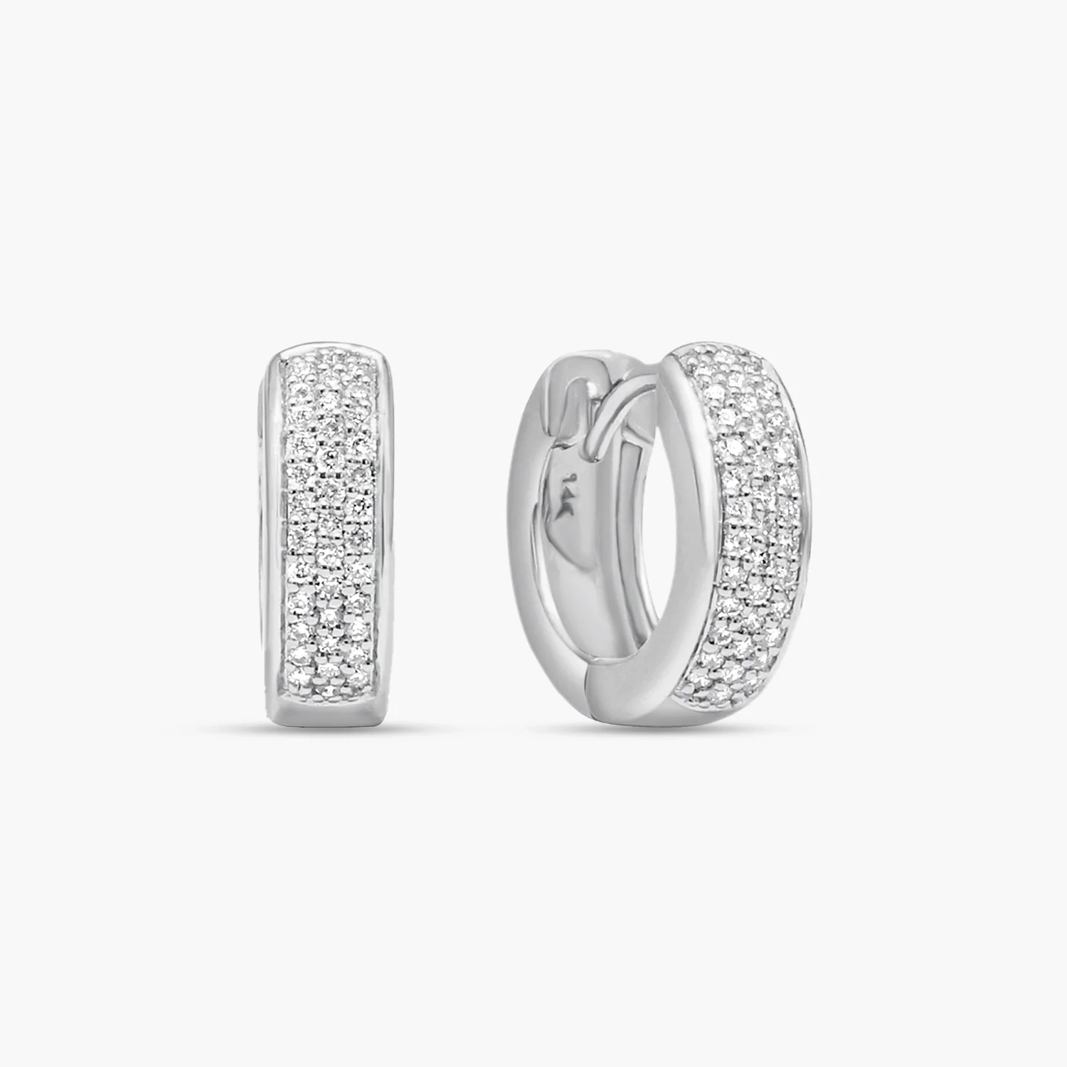 14K Gold Pave Diamond Multi Row wide Huggies hoop product image 1