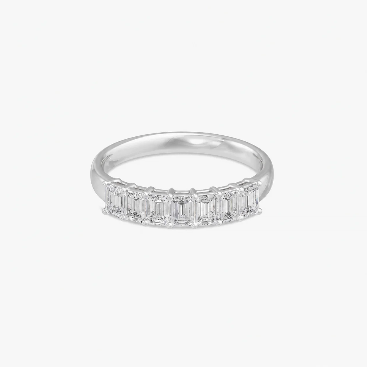 14K LAB Grown Emerald Diamond Seven Stone Band - 1.00 ct product image 1