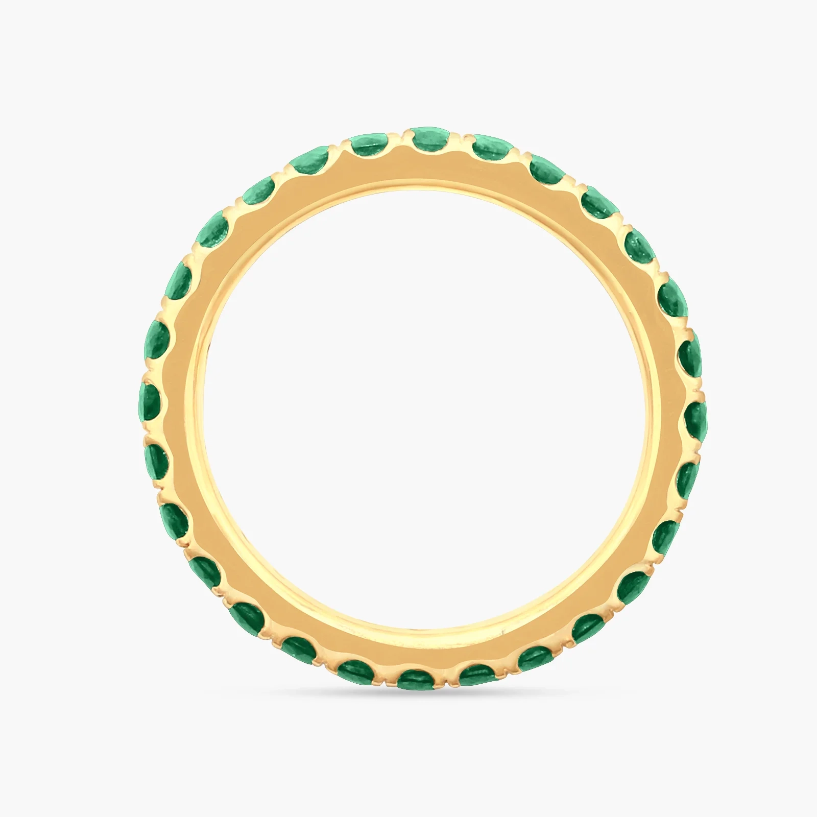 14K Gold LAB Gemstone Pave Eternity Band - LAB Created Emerald thumbnail 3