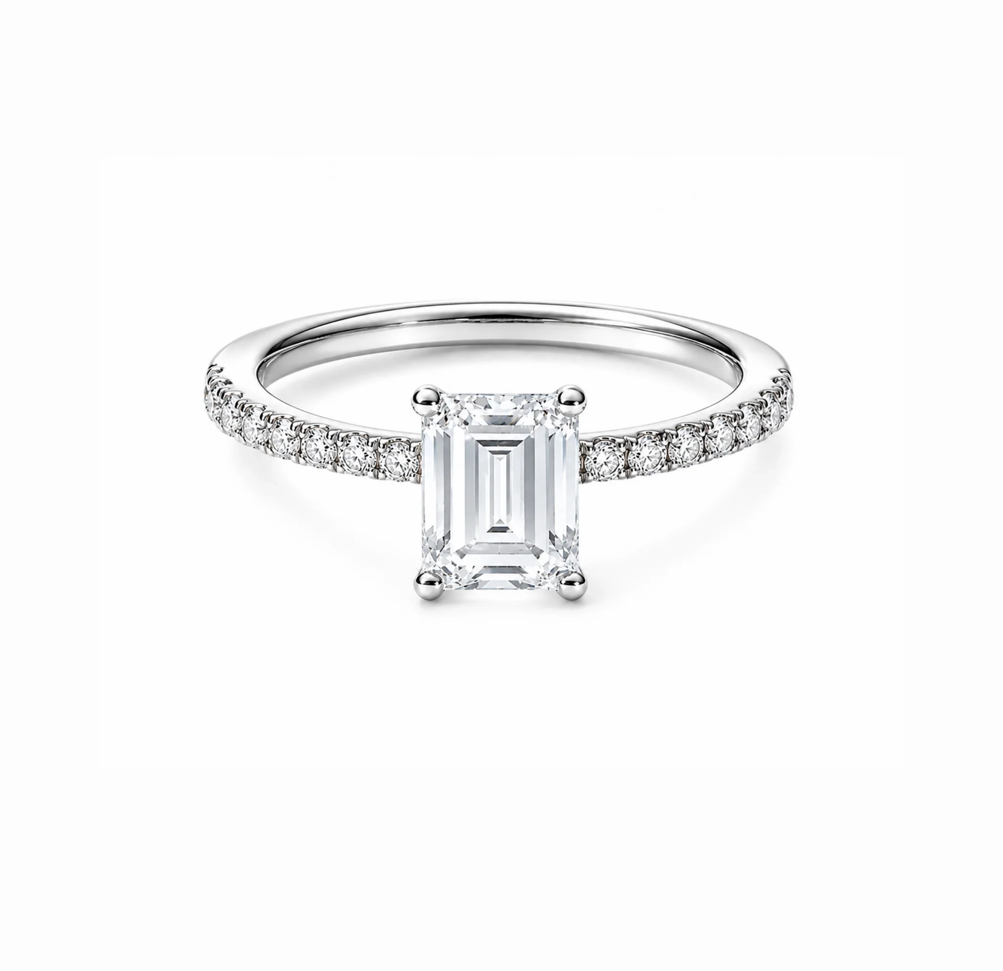 14K Gold Lab Grown Emerald Diamond Petite Pave Engagement Ring - 3.0 ct product image 1