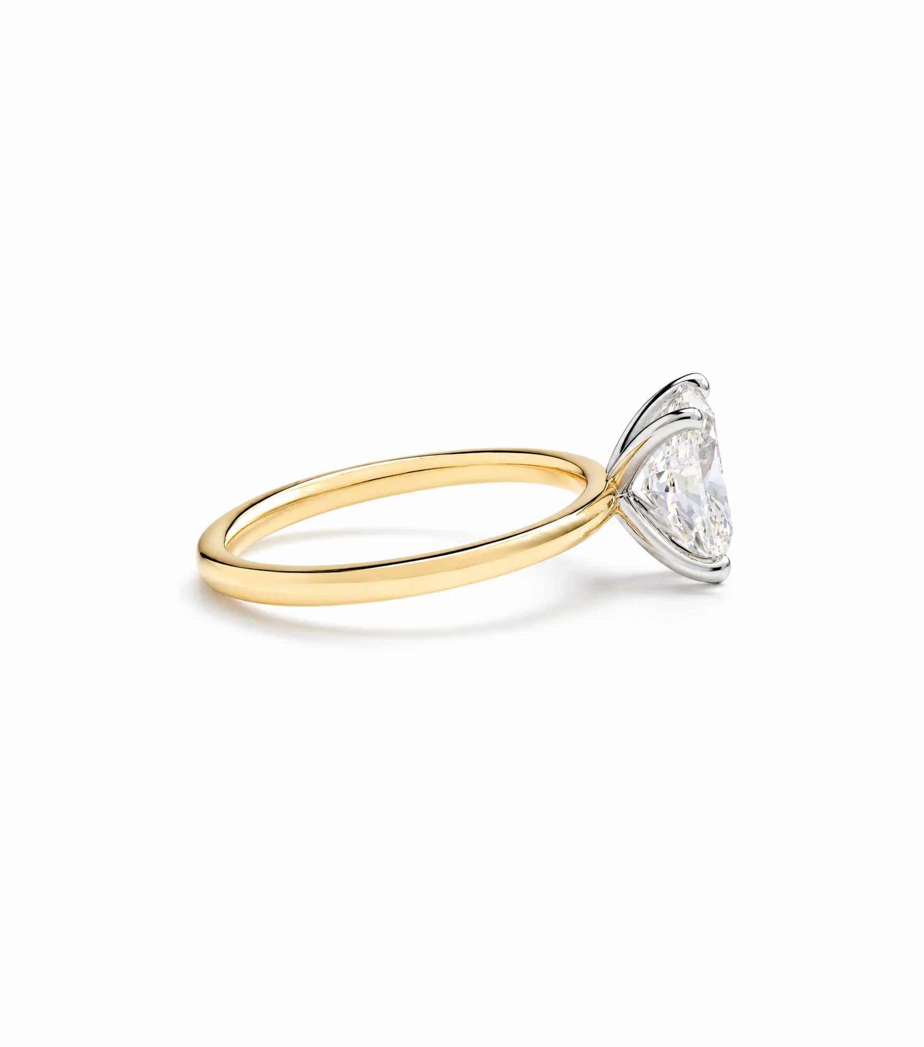 14K Lab Grown Oval cut Diamond Comfort Fit Engagement Ring - 1.0 ct thumbnail 2
