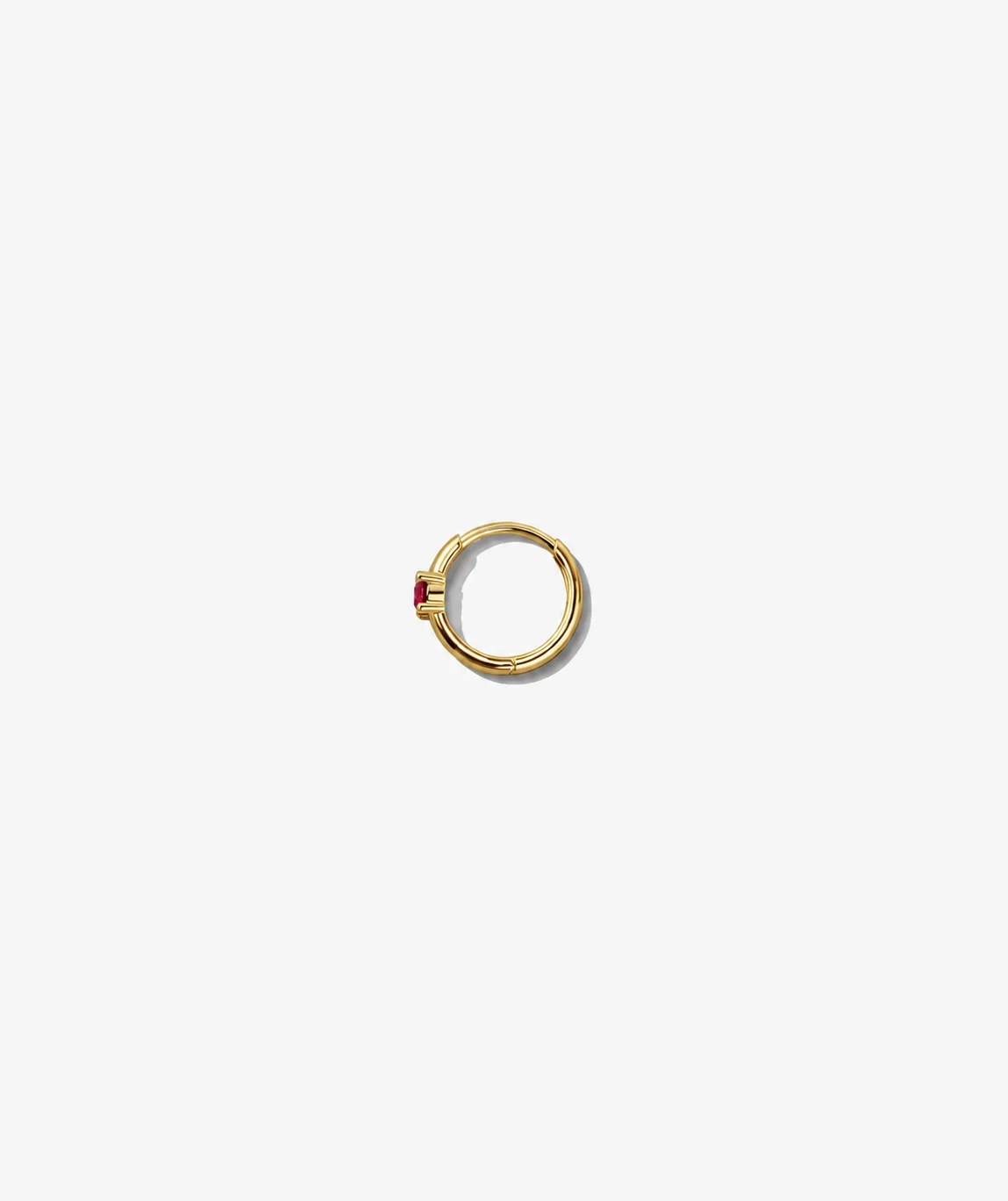 14K Gold Lab solo Gemstone Mini Huggie - LAB Created Ruby - Single thumbnail 2