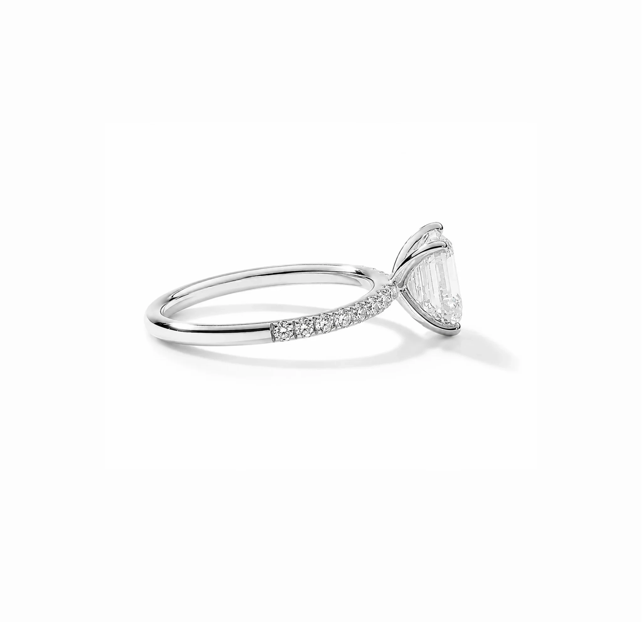 14K Gold Lab Grown Emerald Diamond Petite Pave Engagement Ring - 1.5 ct thumbnail 2