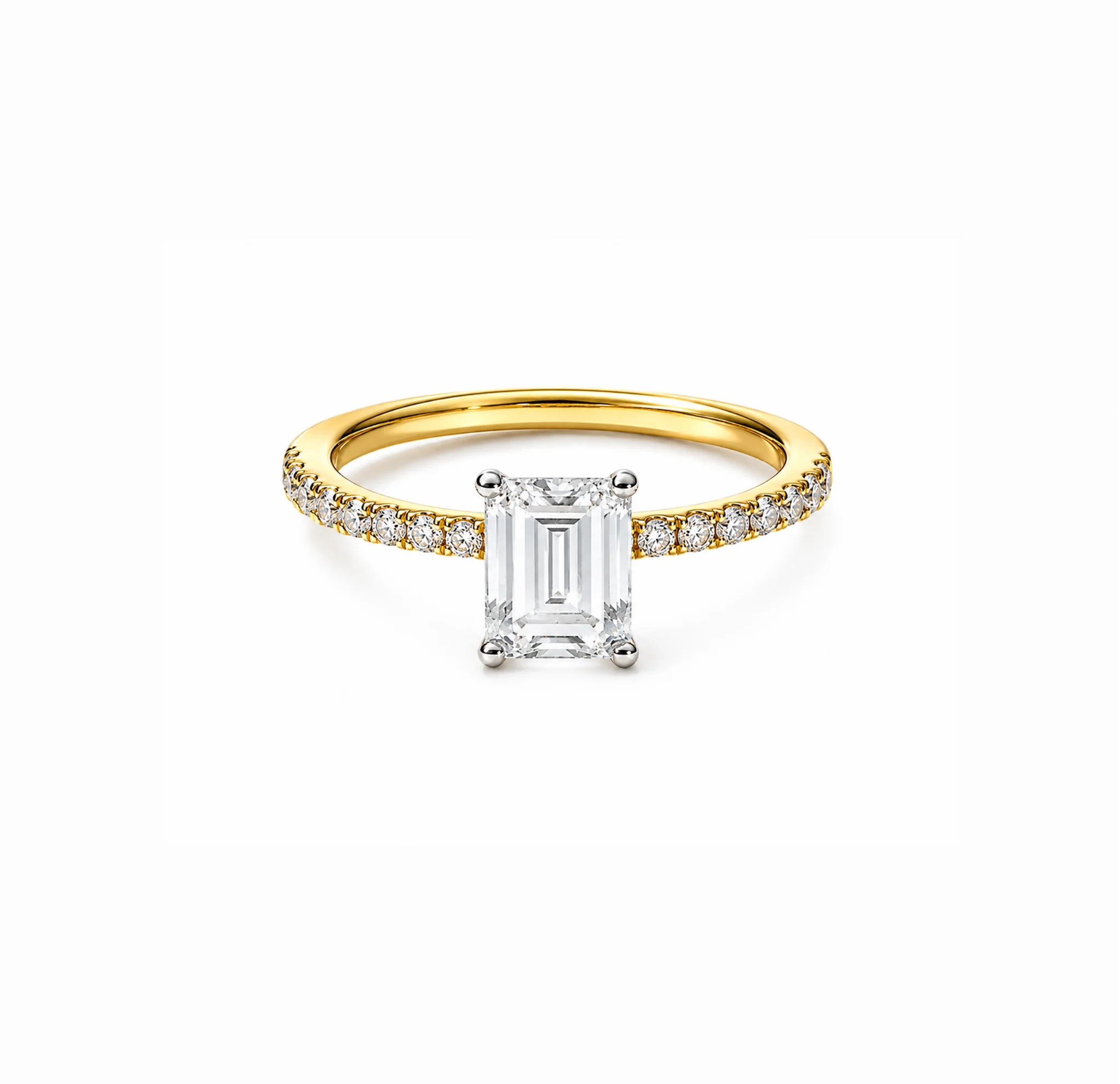 14K Gold Lab Grown Emerald Diamond Petite Pave Engagement Ring - 1.0 ct product image 1