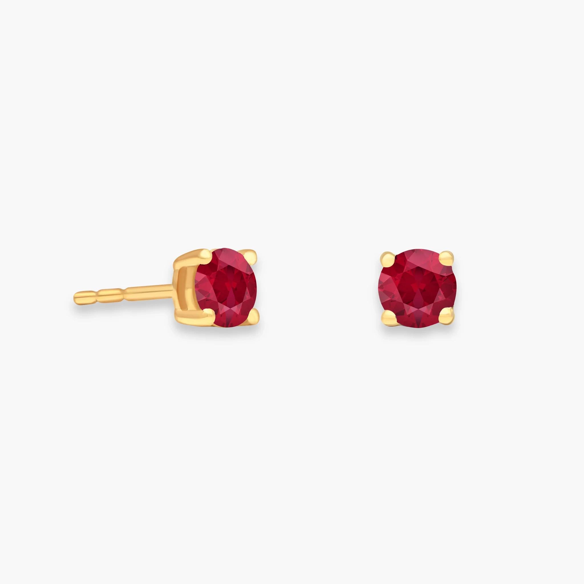 14K Gold LAB Gemstone Solitaire Studs - LAB Created Ruby product image 1