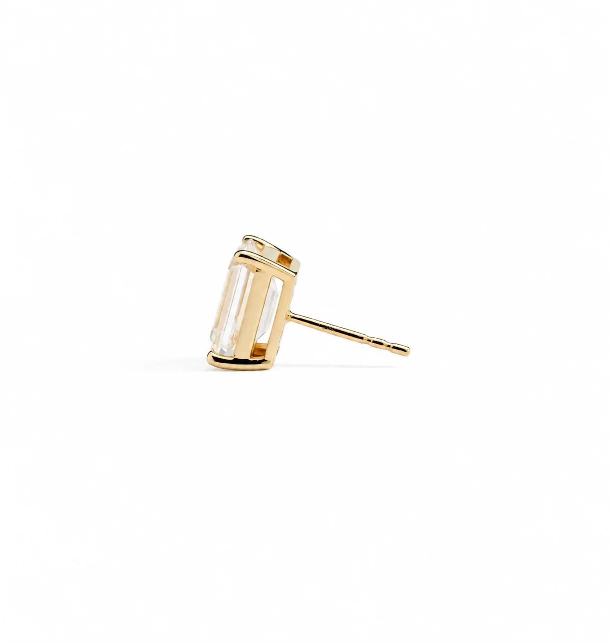 14K Gold Lab Grown Diamond Emerald Solitaire Studs-1.00 ct thumbnail 2