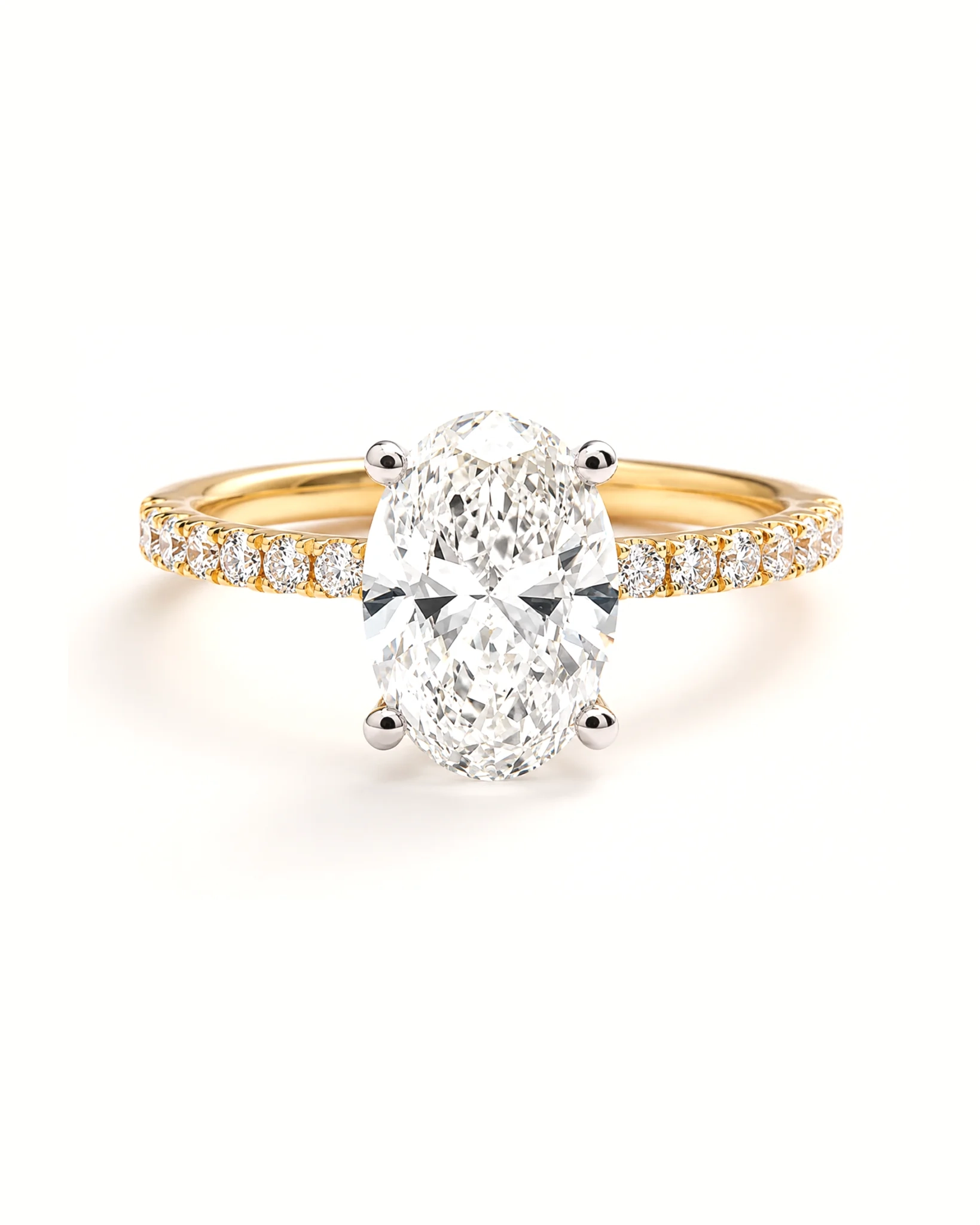 14K Gold Lab Grown Oval Diamond Petite Pave Engagement Ring - 2.0 ct product image 1