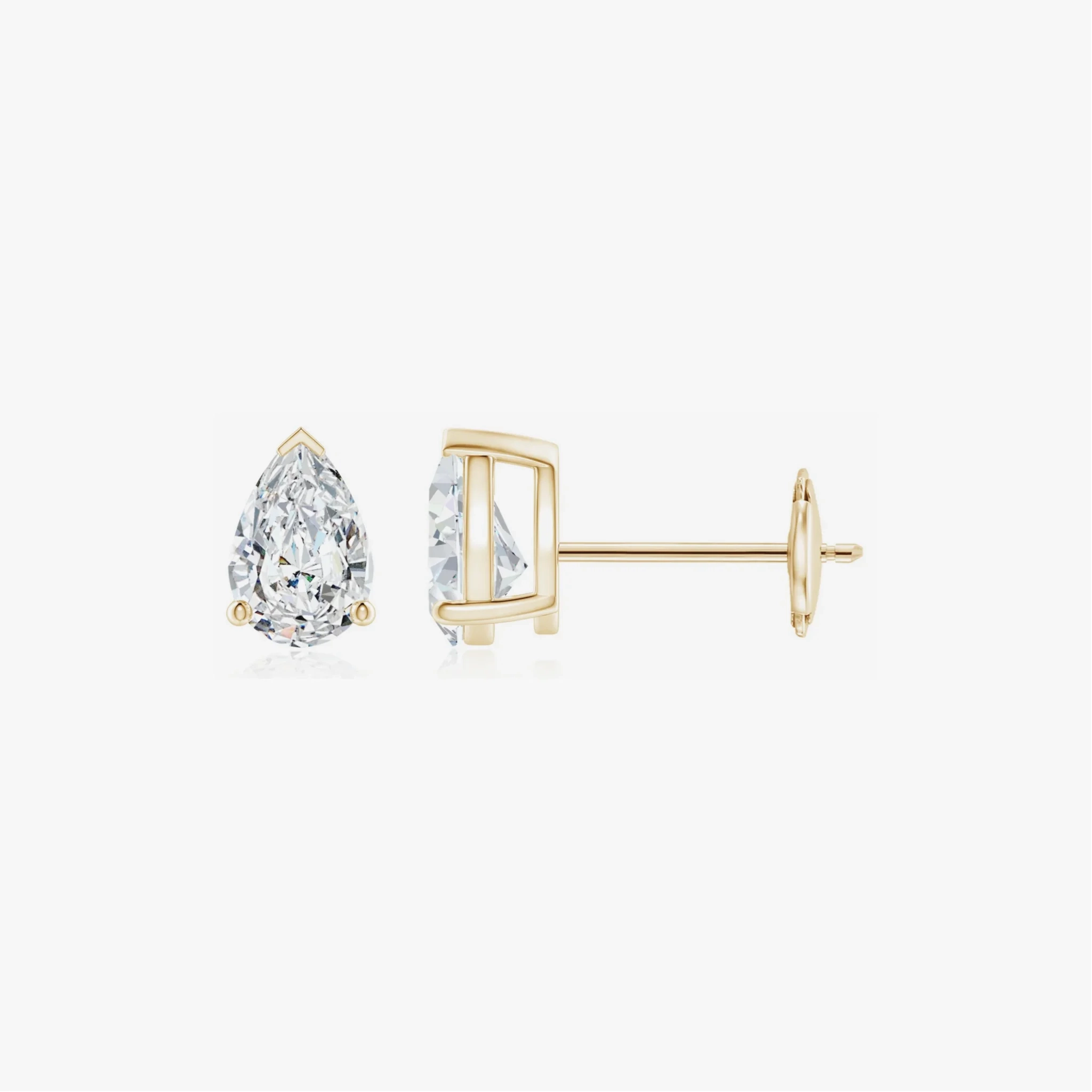 14K Gold Lab Grown Diamond Pear Solitaire Studs-2.00 ct thumbnail 2