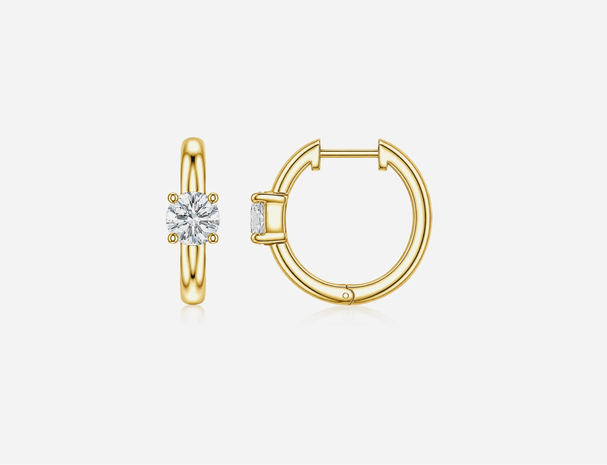14K Gold Lab Grown Round Diamond Solitaire Huggie Hoop- 1.0 ct thumbnail 2
