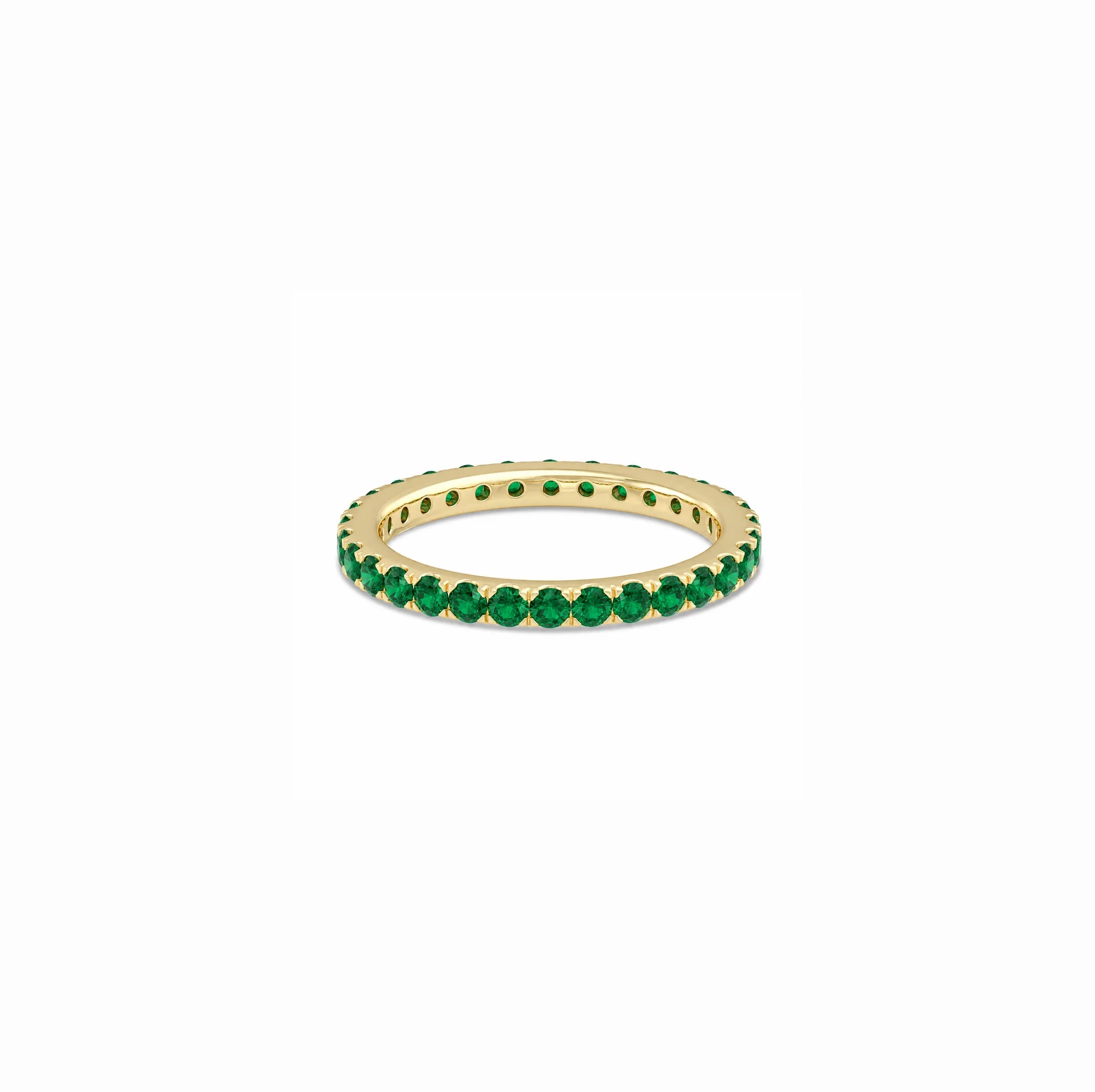 14K Gold LAB Gemstone Pave Eternity Band - LAB Created Emerald product image 1