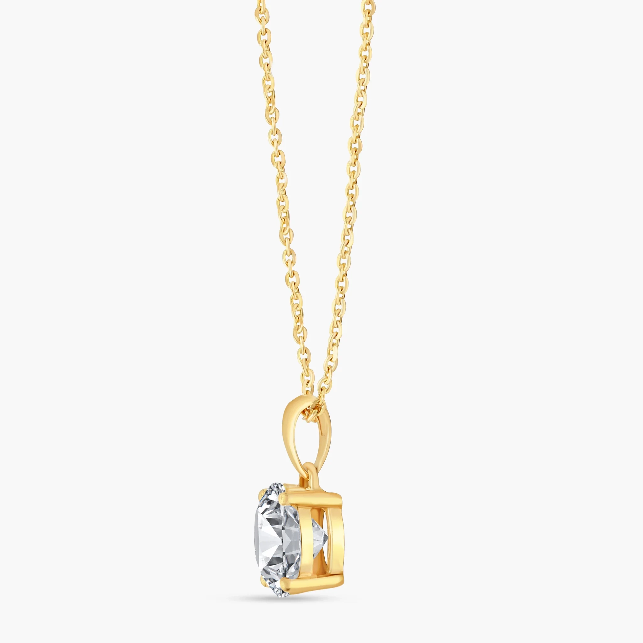 14K Gold Lab Grown Diamond Solitaire Necklace with bail -2.00 ct thumbnail 2