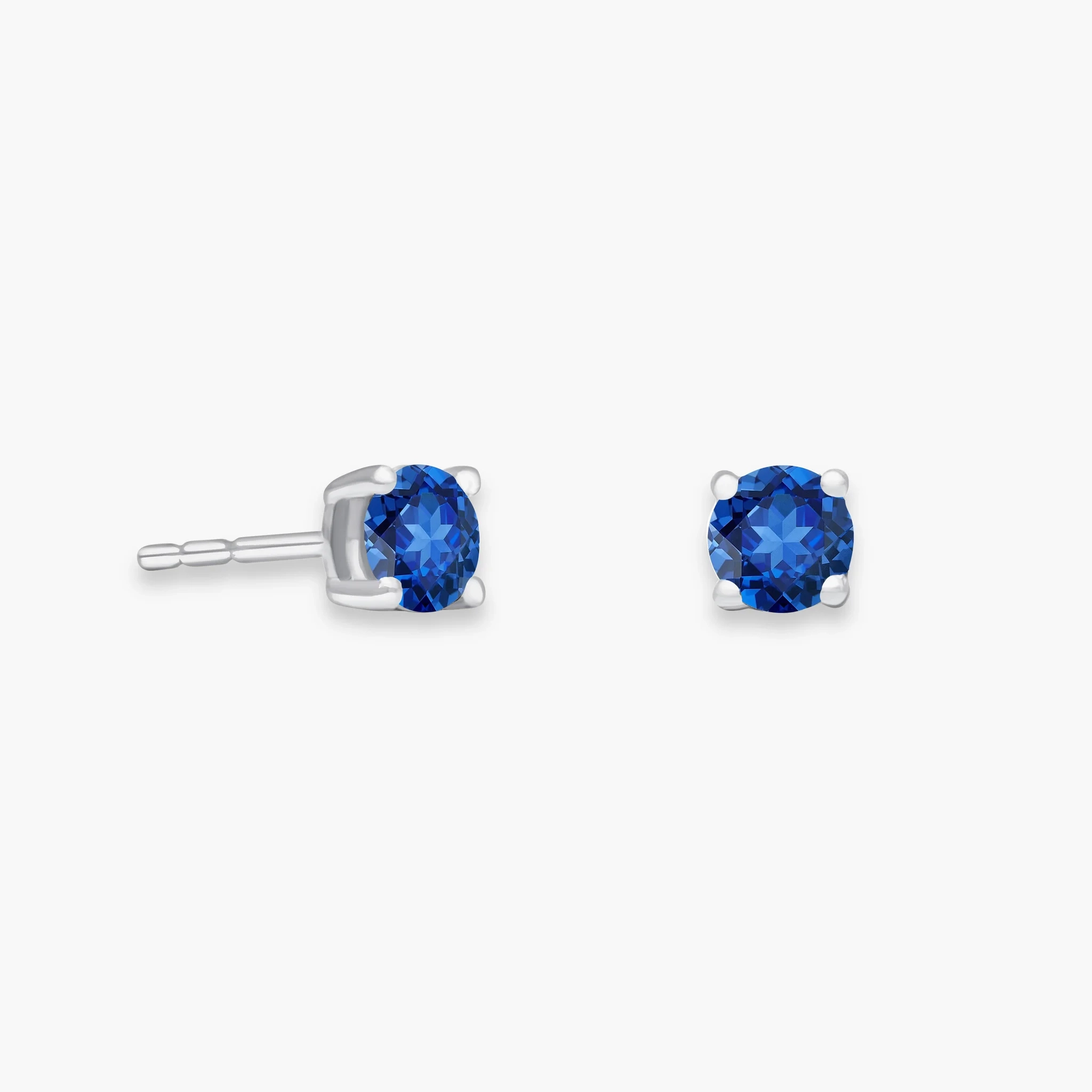14K Gold LAB Gemstone Solitaire Studs - LAB Created Blue Sapphire product image 1