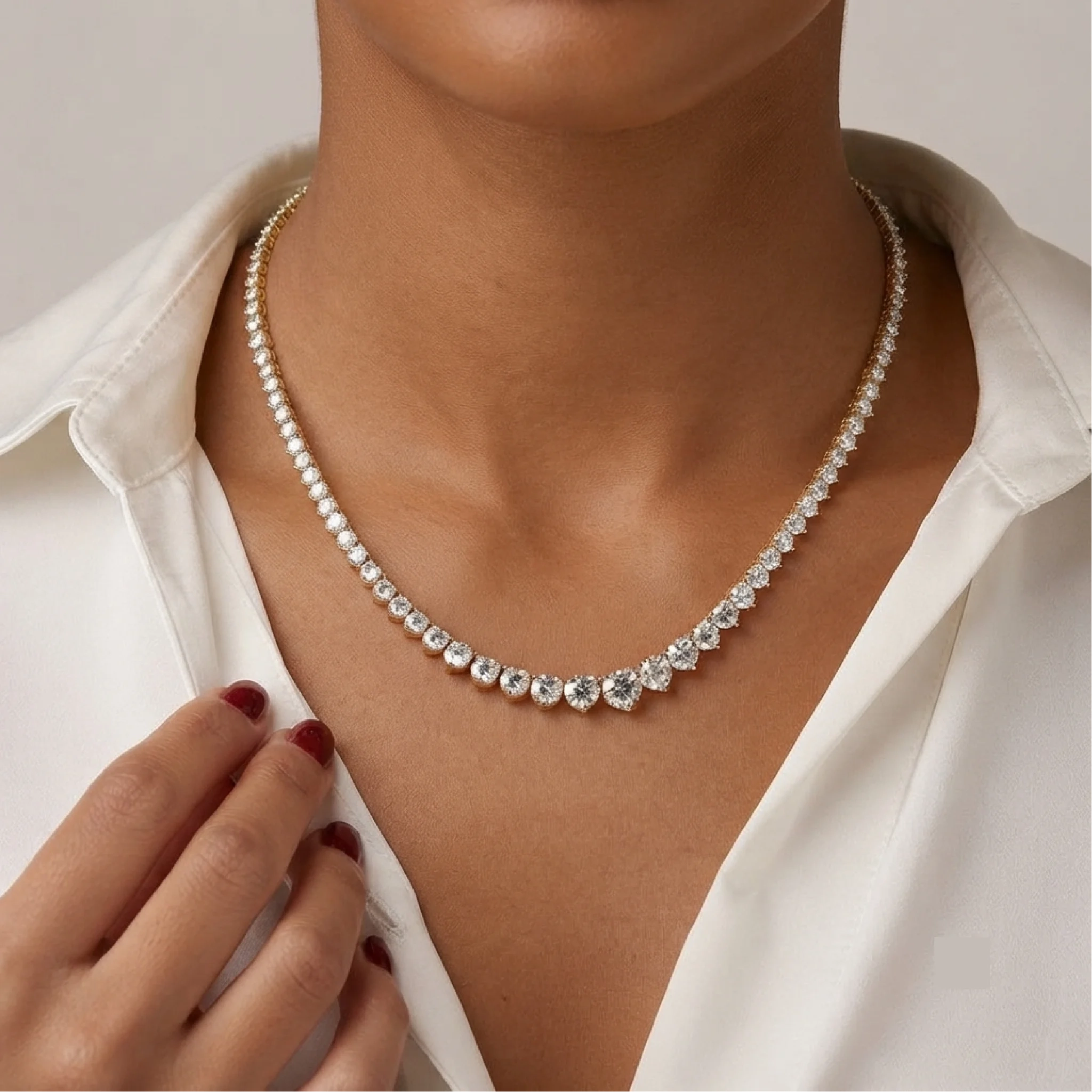 14K Gold Lab Grown Diamond Graduated Tennis Necklace-25 ct product image 1