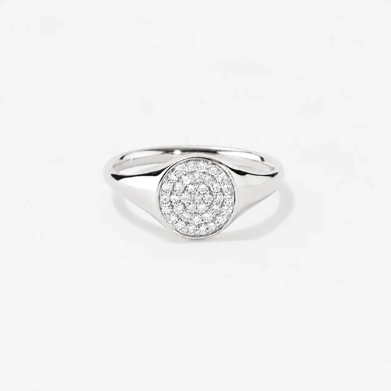 14K Pavé Natural Diamond Signet Ring product image 1