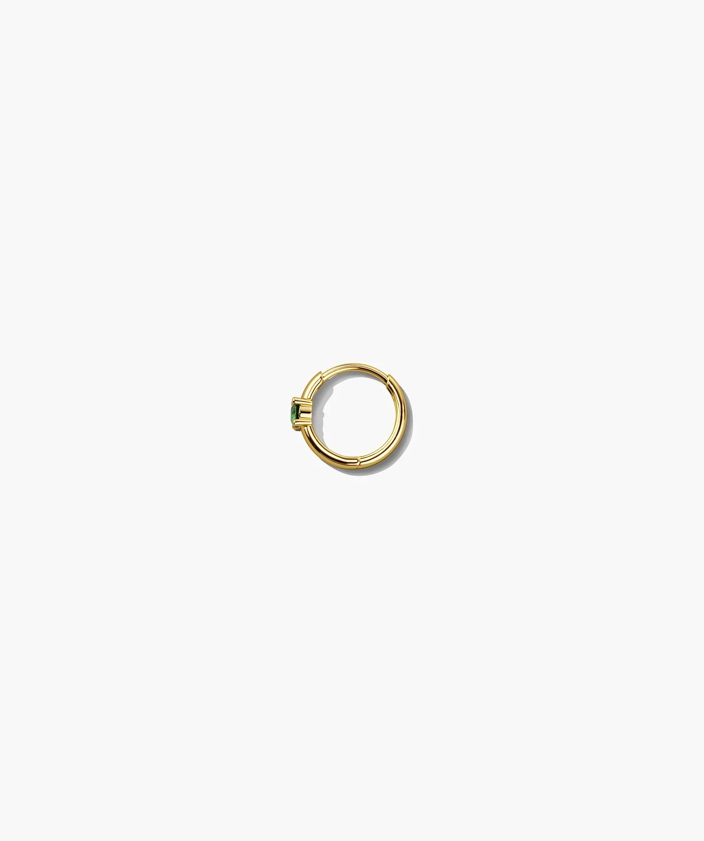 14K Gold Lab solo Gemstone Mini Huggie - LAB Created Emerald - Single thumbnail 2