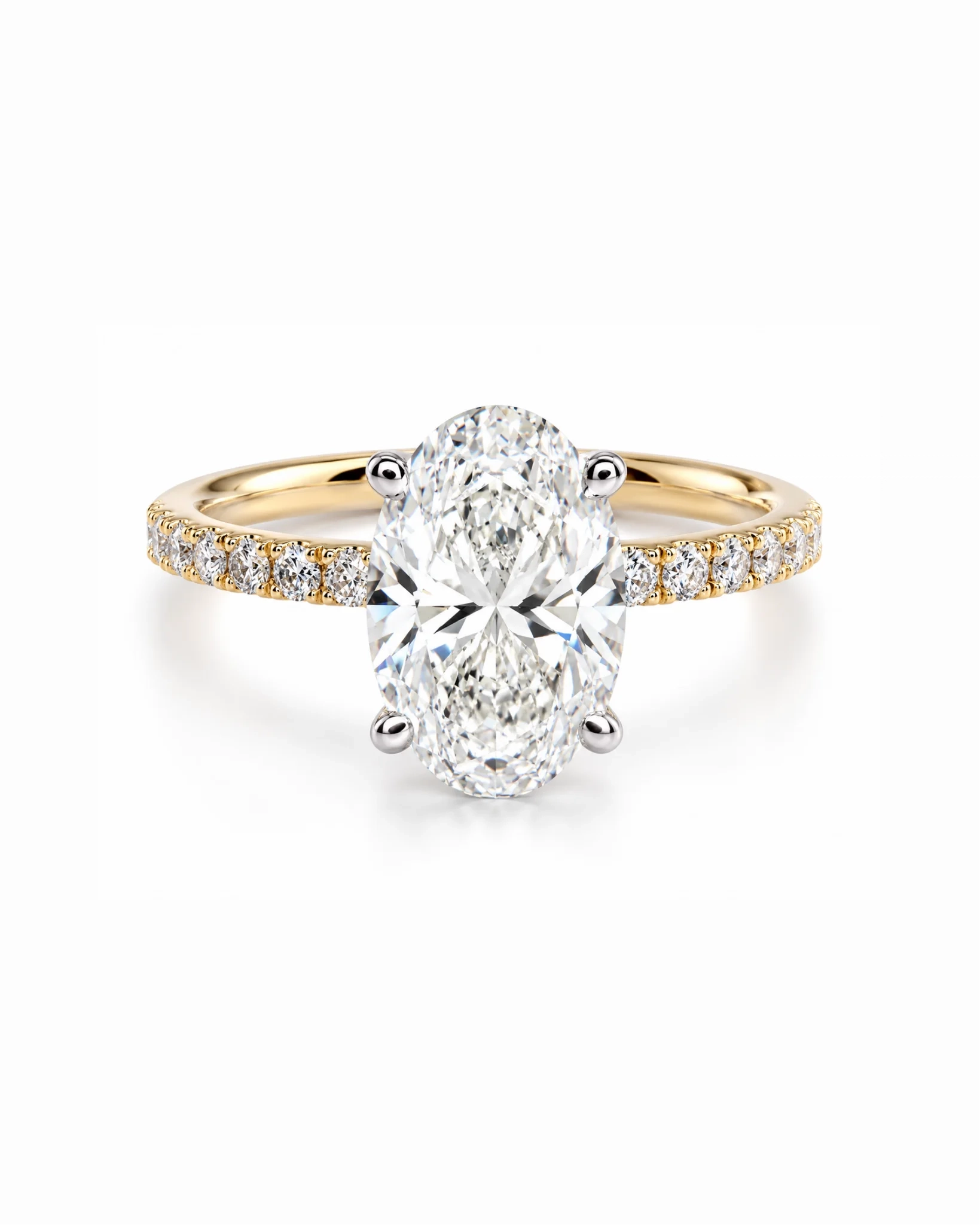 14K Gold Lab Grown Oval Diamond Petite Pave Engagement Ring - 3.0 ct product image 1
