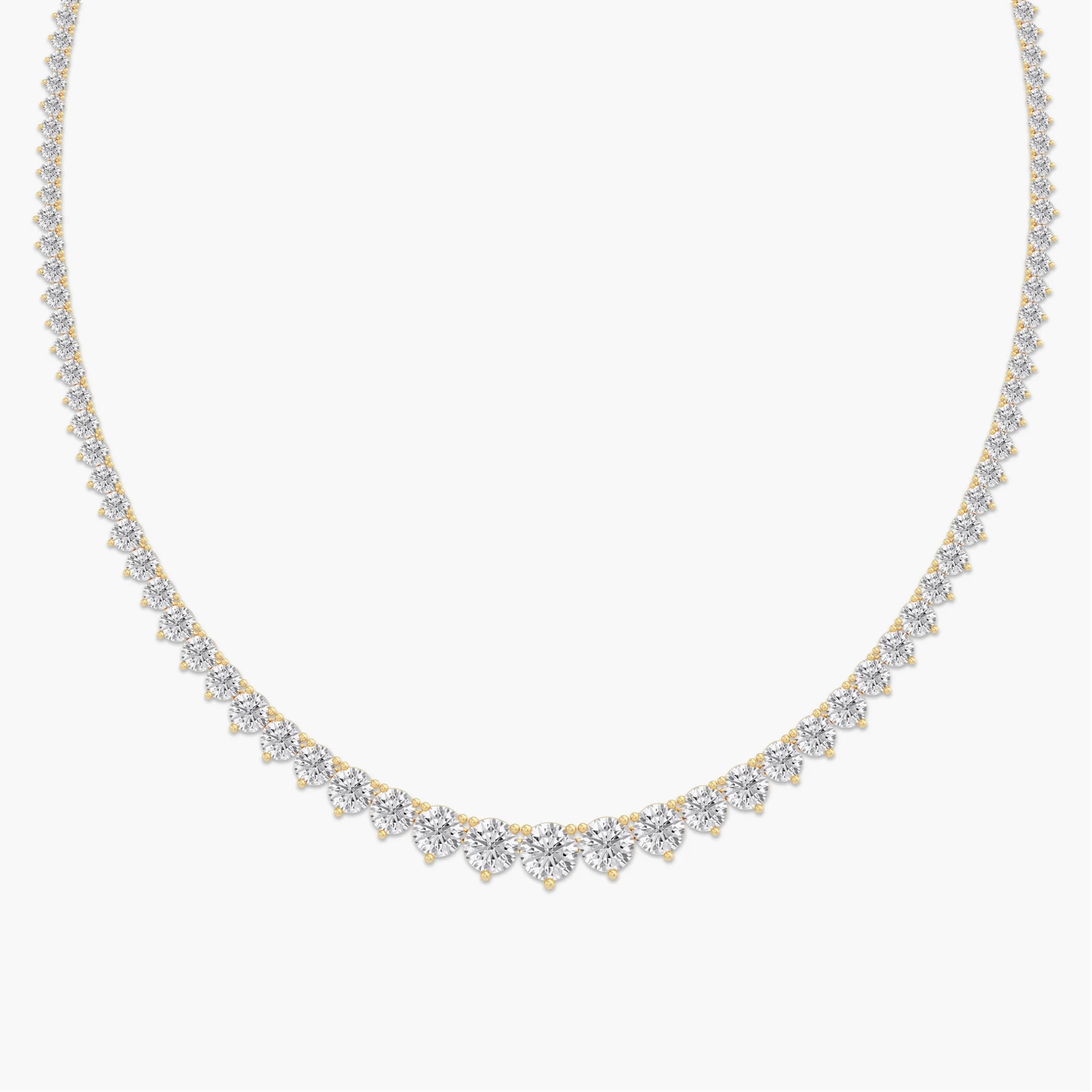 14K Gold Lab Grown Diamond Graduated Tennis Necklace-25 ct thumbnail 5