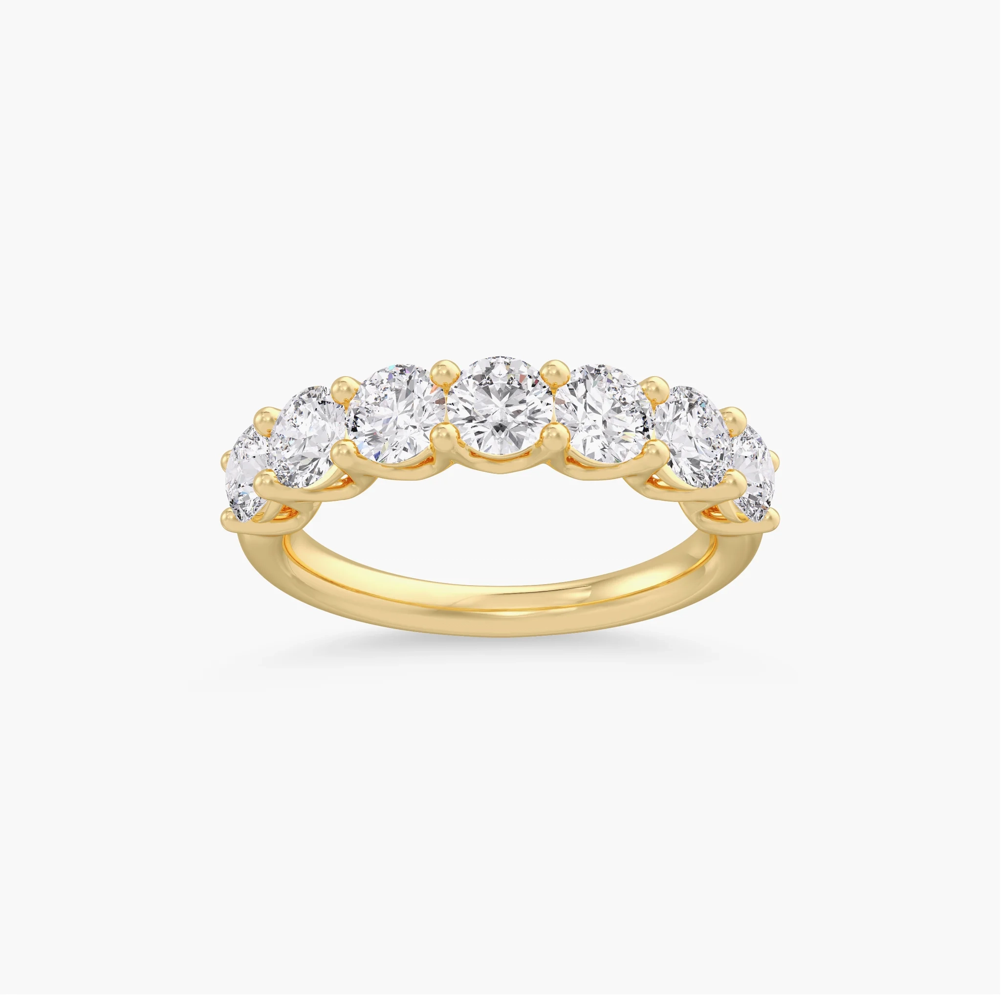 14K LAB Grown Round Diamond Seven Stone Band - 2.00 ct thumbnail 5