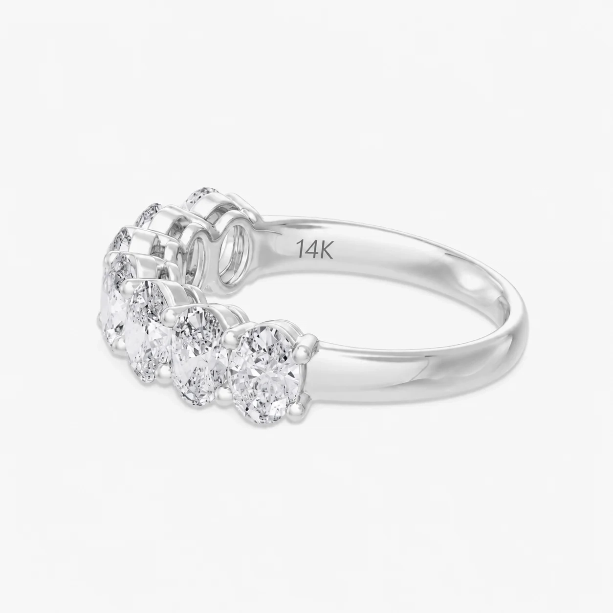 14K LAB Grown Oval Diamond Seven Stone Band - 2.00 ct thumbnail 2