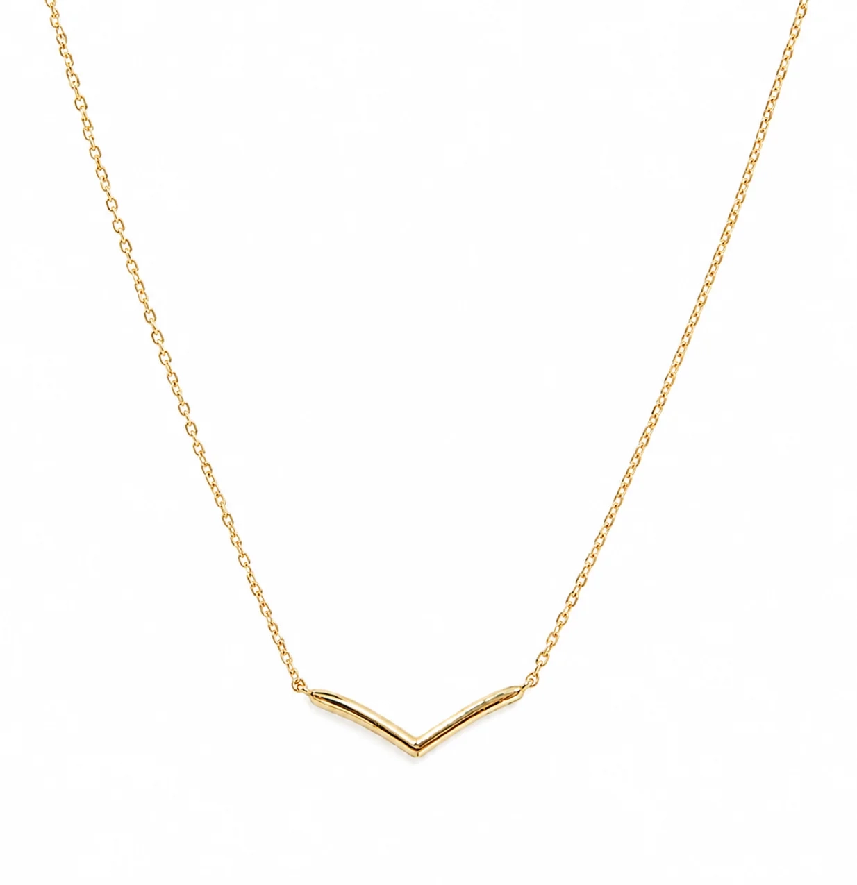 14K Gold Wishbone Necklace product image 1