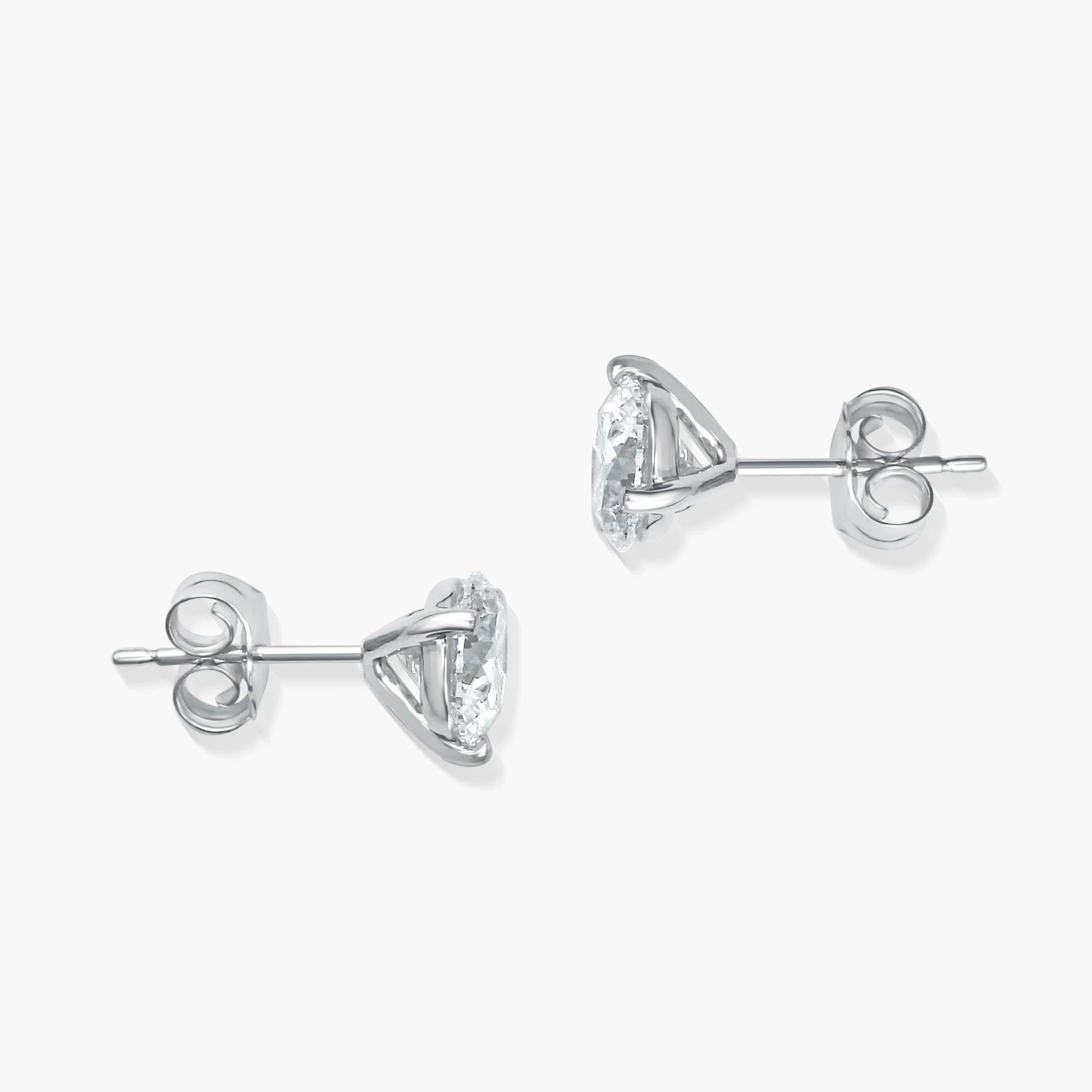 14K Gold Lab Grown Diamond Martini three prong studs - 2.0 ct thumbnail 3