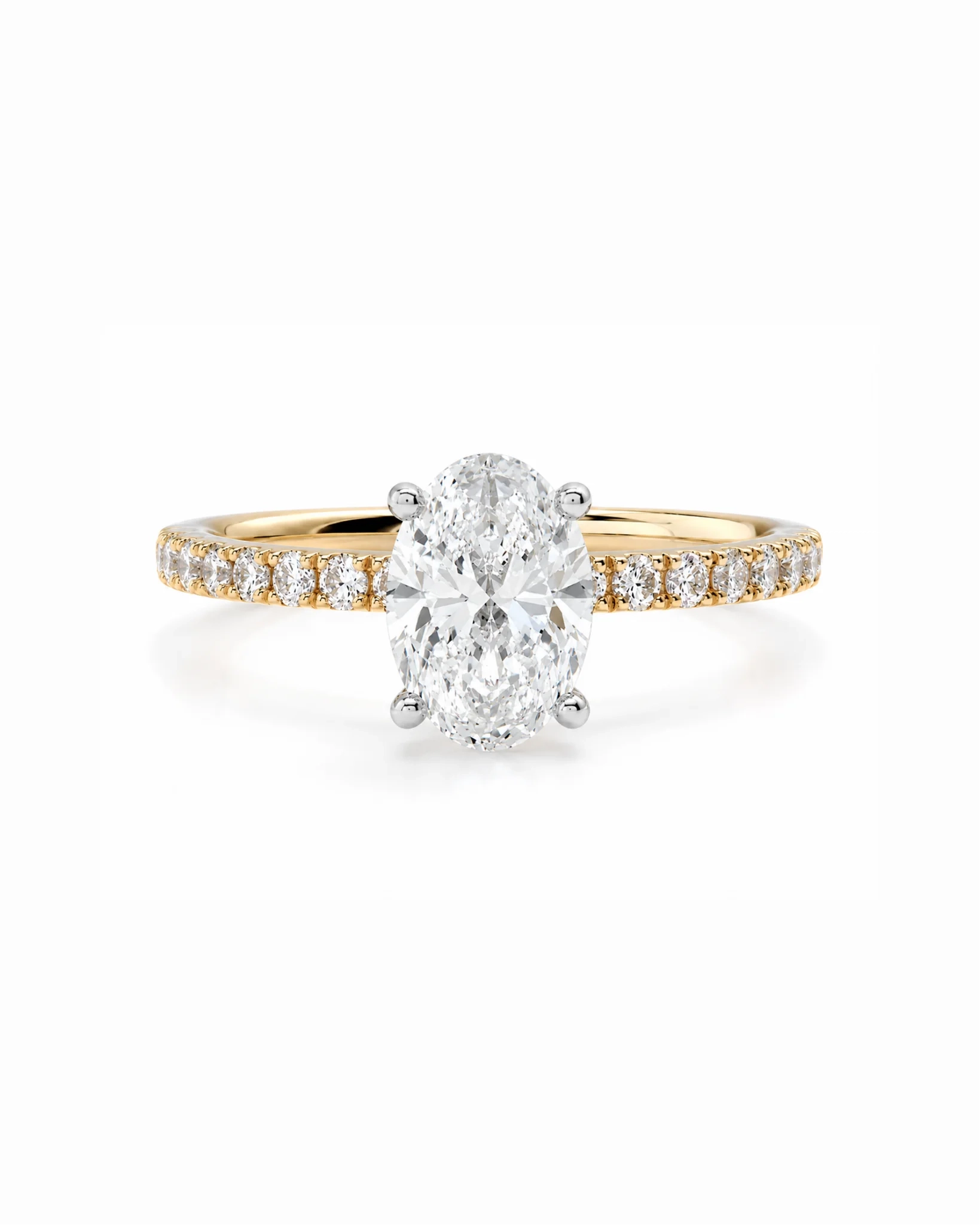 14K Gold Lab Grown Oval Diamond Petite Pave Engagement Ring - 1.0 ct product image 1