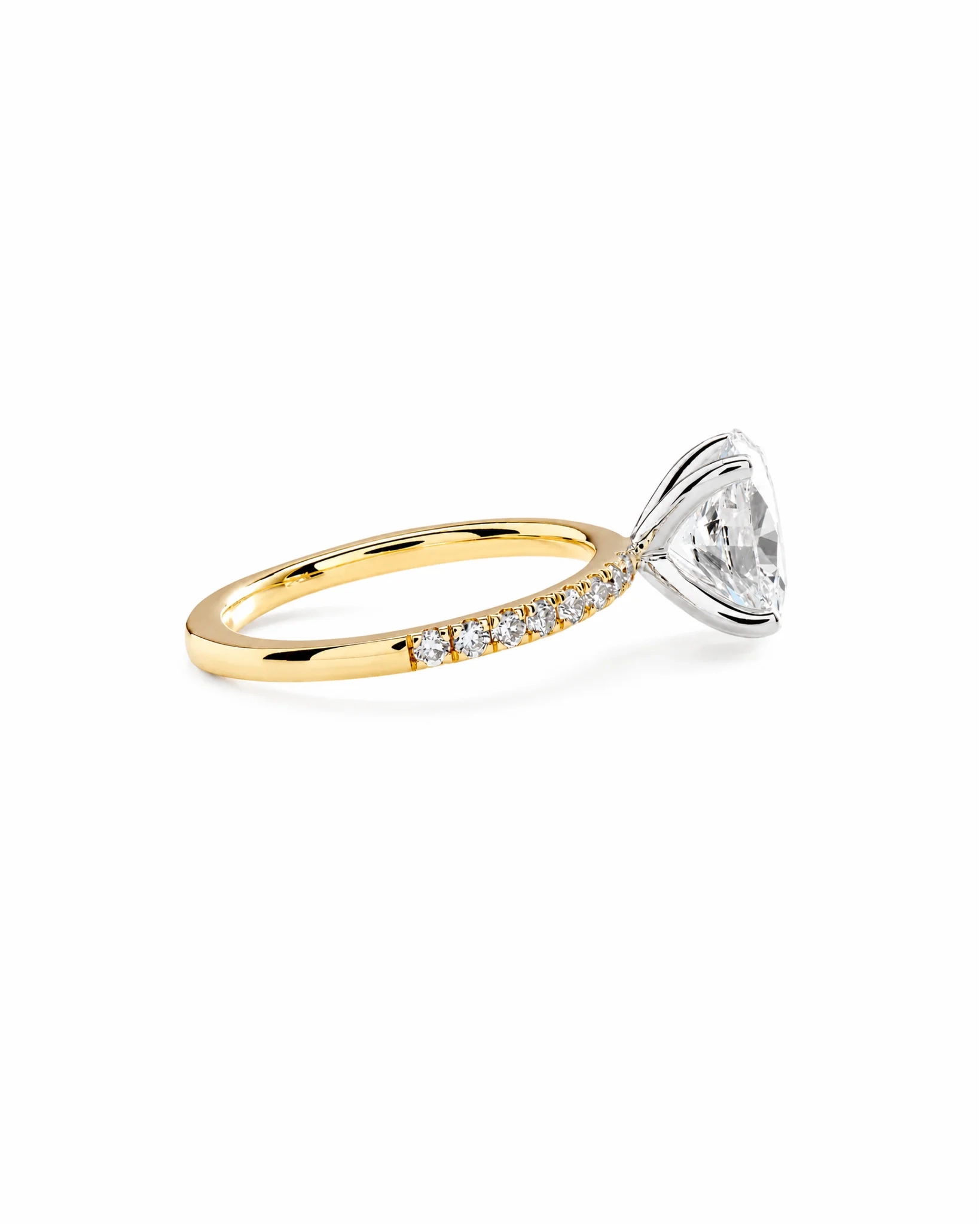 14K Gold Lab Grown Oval Diamond Petite Pave Engagement Ring - 3.0 ct thumbnail 2