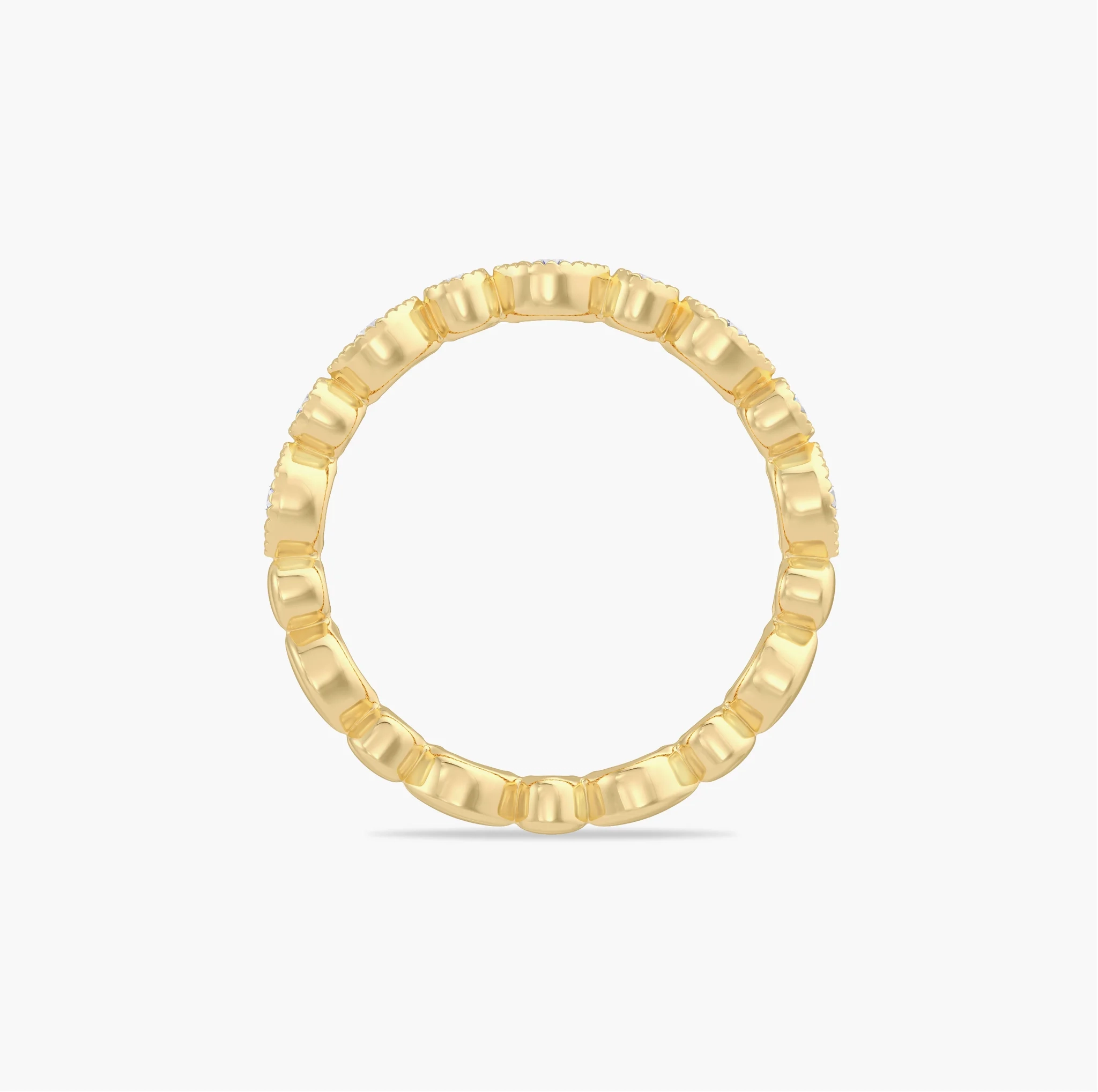 14K Gold LAB Diamond alternate bezel set Round & marquee shape vintage inspired ring thumbnail 4