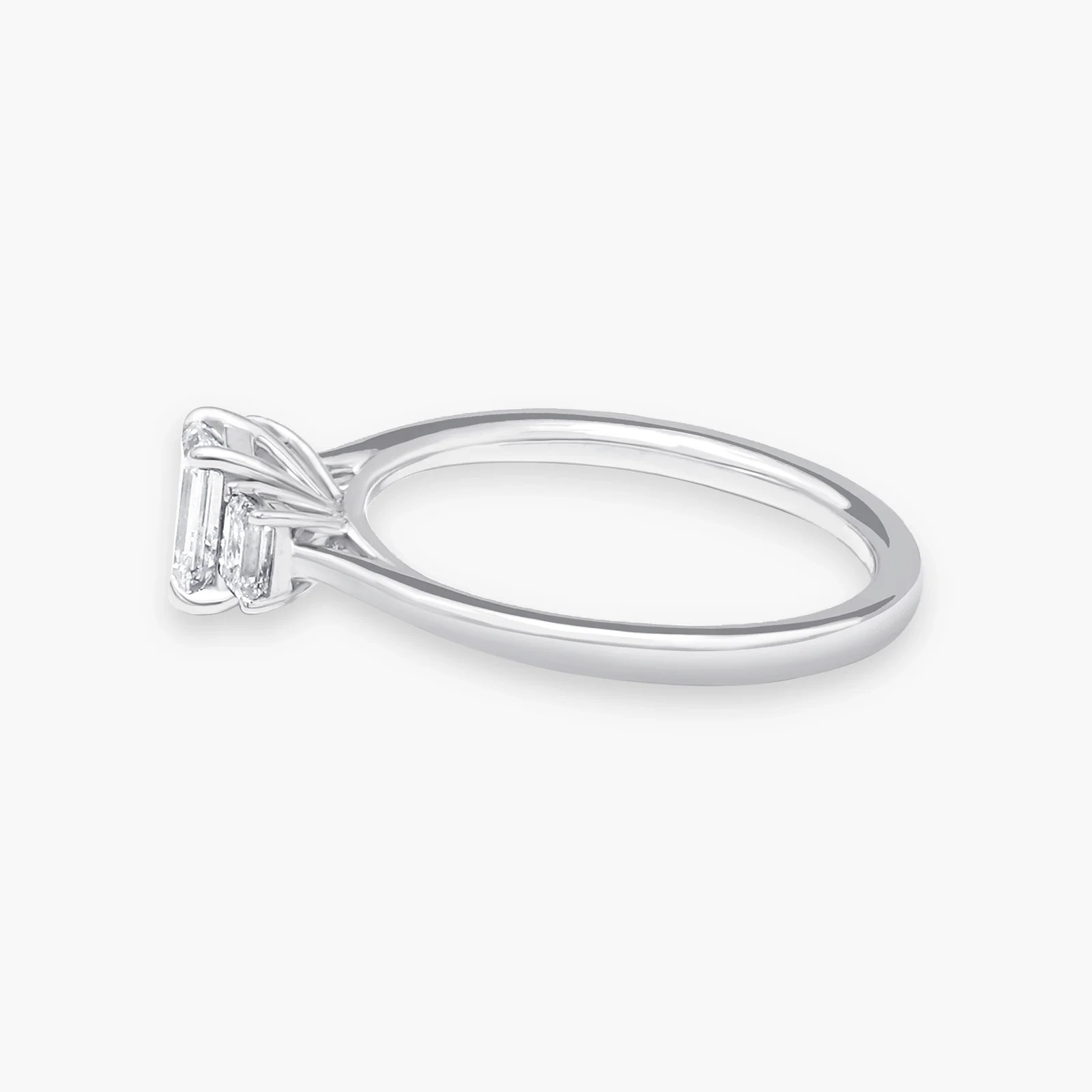14K Gold LAB Emerald cut Diamond Three-stone ring thumbnail 2