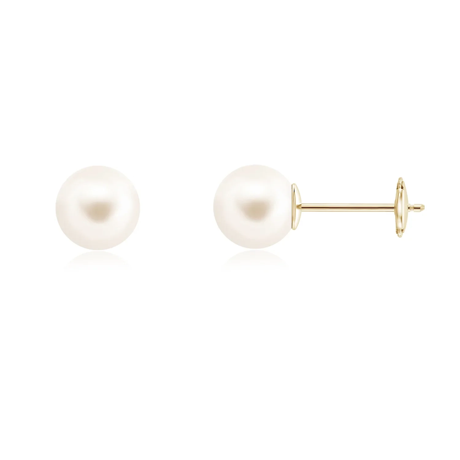 14K Gold Freshwater Cultured Pearl Studs - 8 mm thumbnail 2