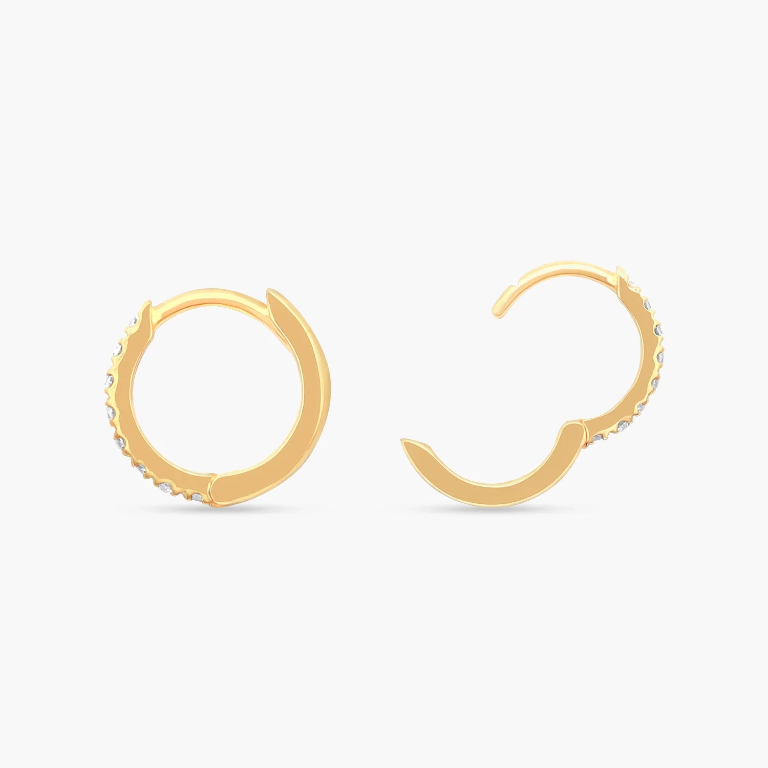14K Gold mini Pave Diamond Huggie Hoop - Single thumbnail 4