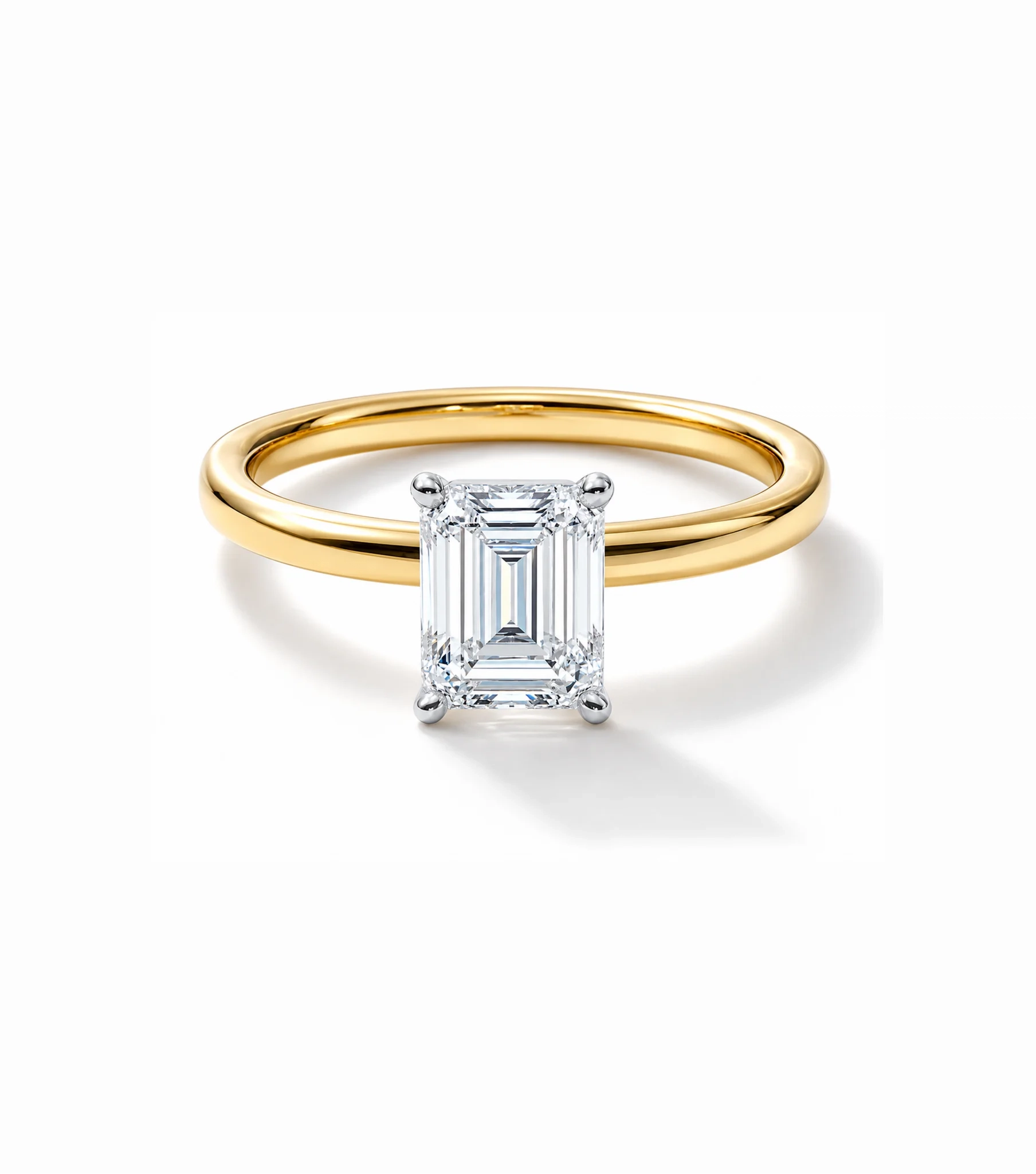 14K Lab Grown Emerald cut Diamond Comfort Fit Engagement Ring - 1.5 ct product image 1