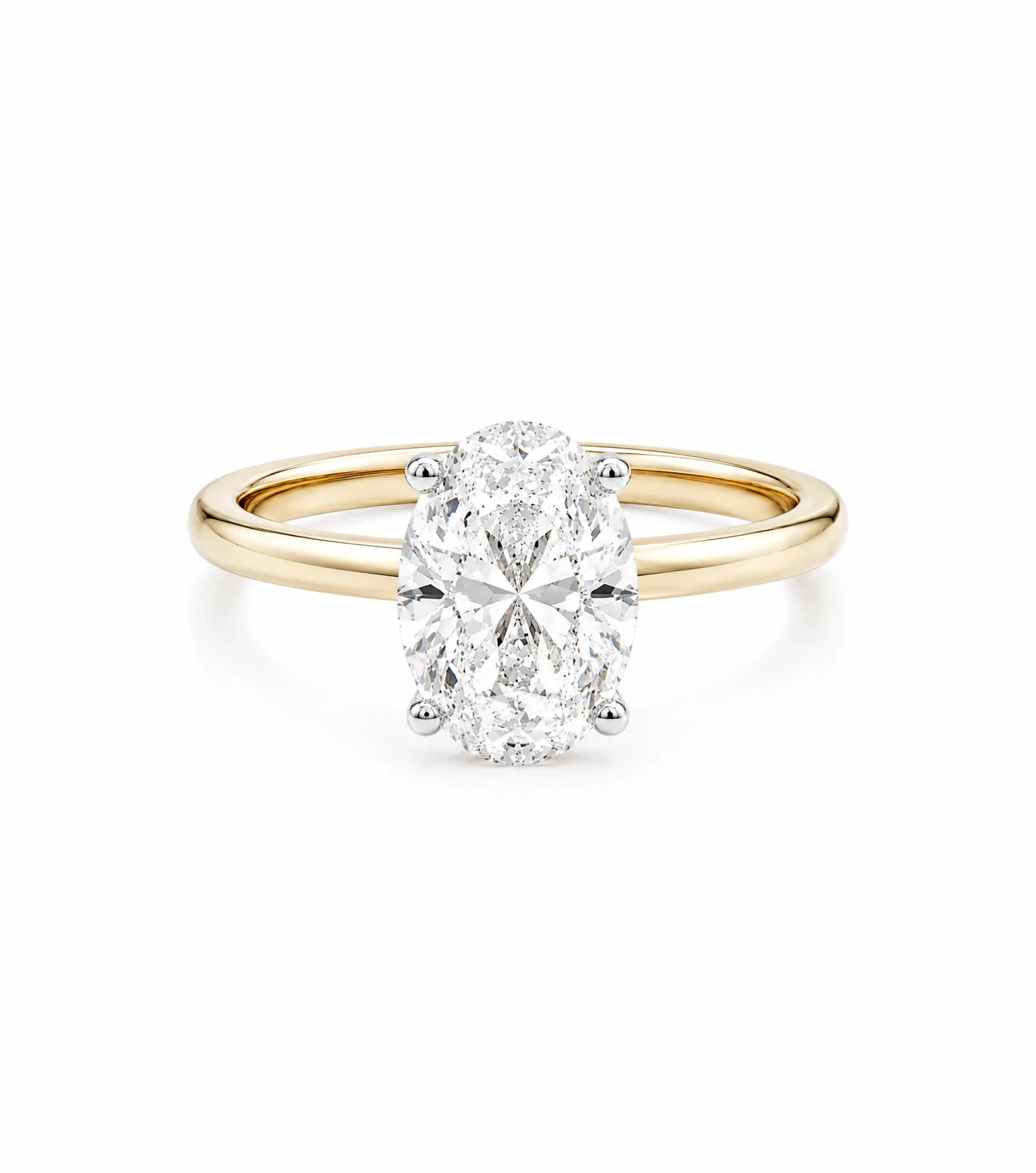 14K Lab Grown Oval cut Diamond Comfort Fit Engagement Ring - 2.0 ct product image 1