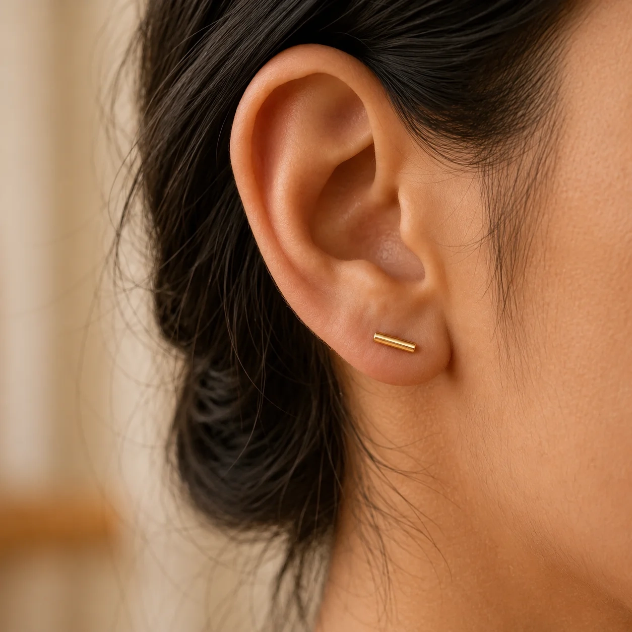 14K Gold Line Studs thumbnail 4