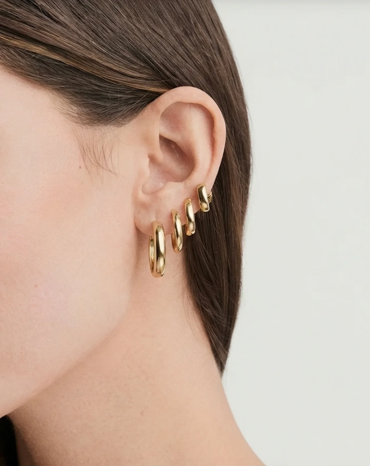14K Gold Bold Hoops - 18 mm thumbnail 4