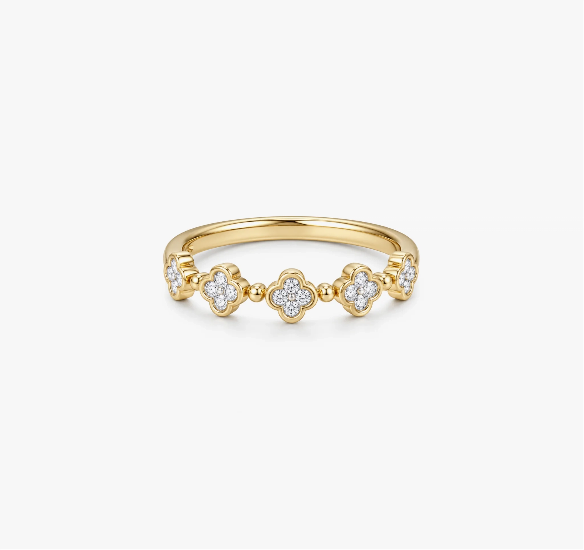 14K Gold natural diamond floral ring product image