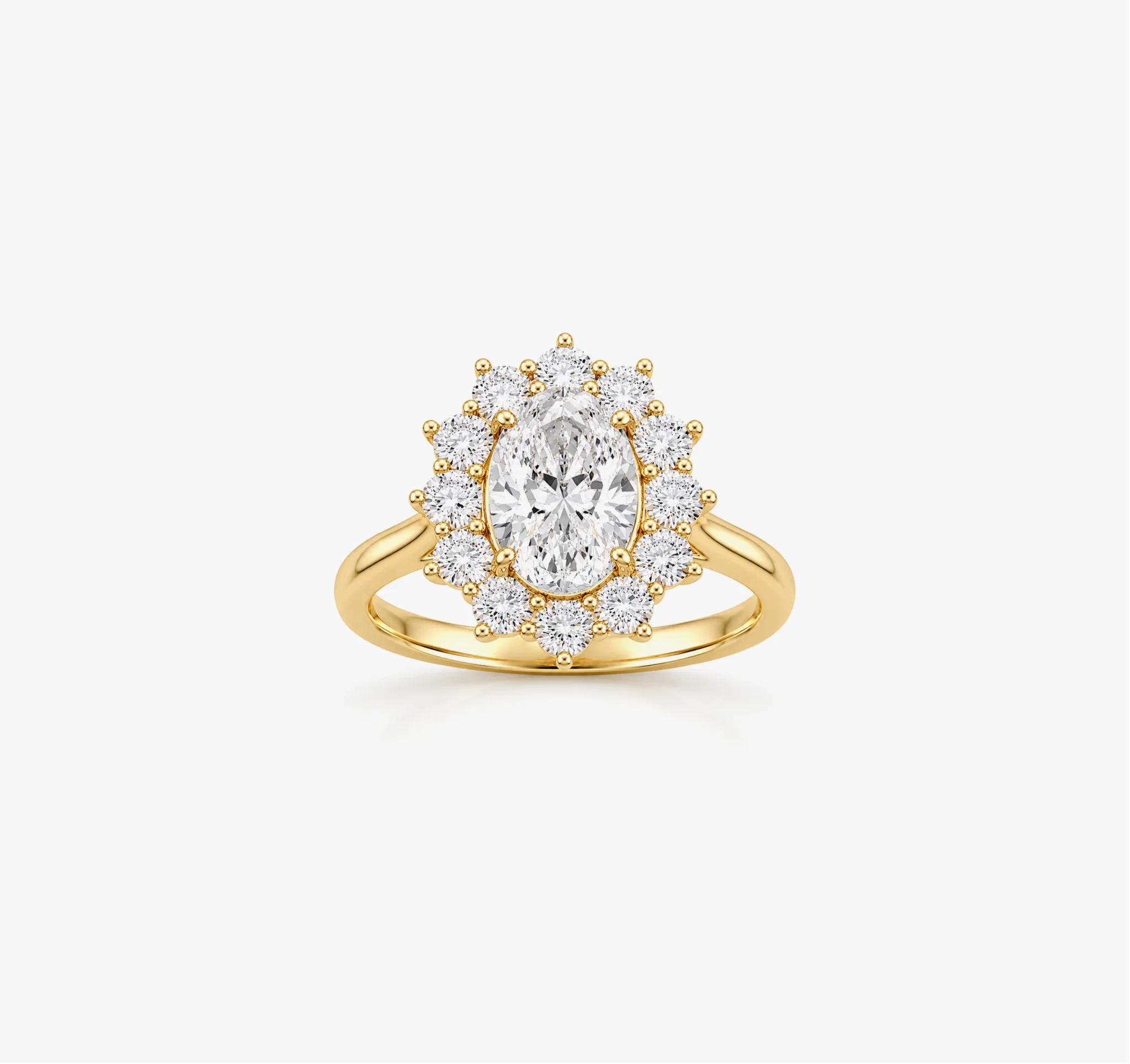 14K Lab Grown Oval Diamond Halo cathedral ring - 2.00 ct product image 1