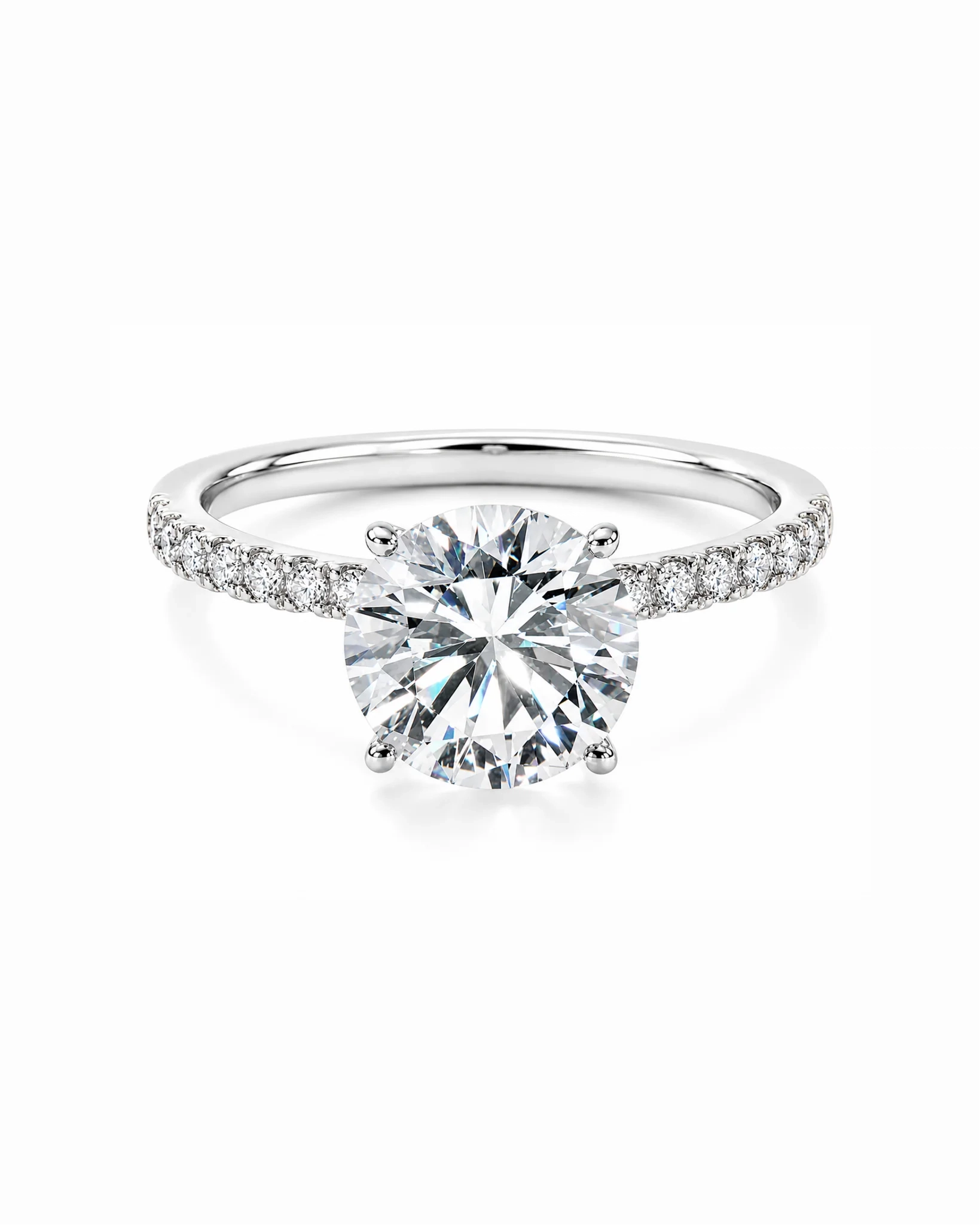 14K Gold Lab Grown Round Diamond Petite Pave Engagement Ring - 3.0 ct product image 1