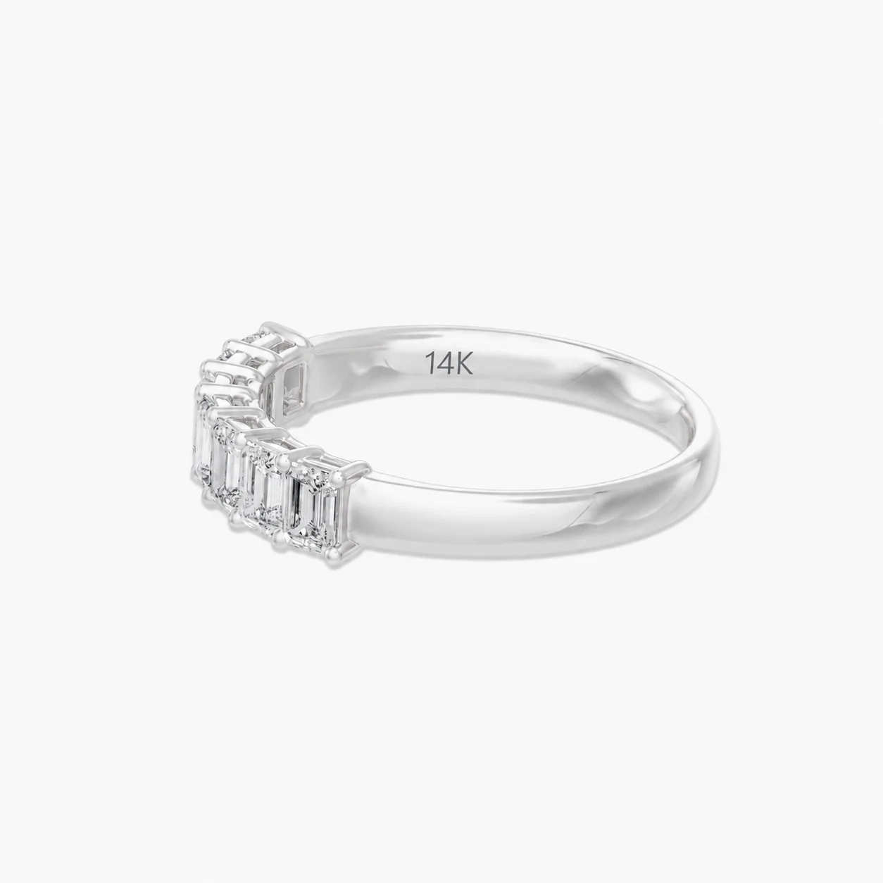 14K LAB Grown Emerald Diamond Seven Stone Band - 1.00 ct thumbnail 2